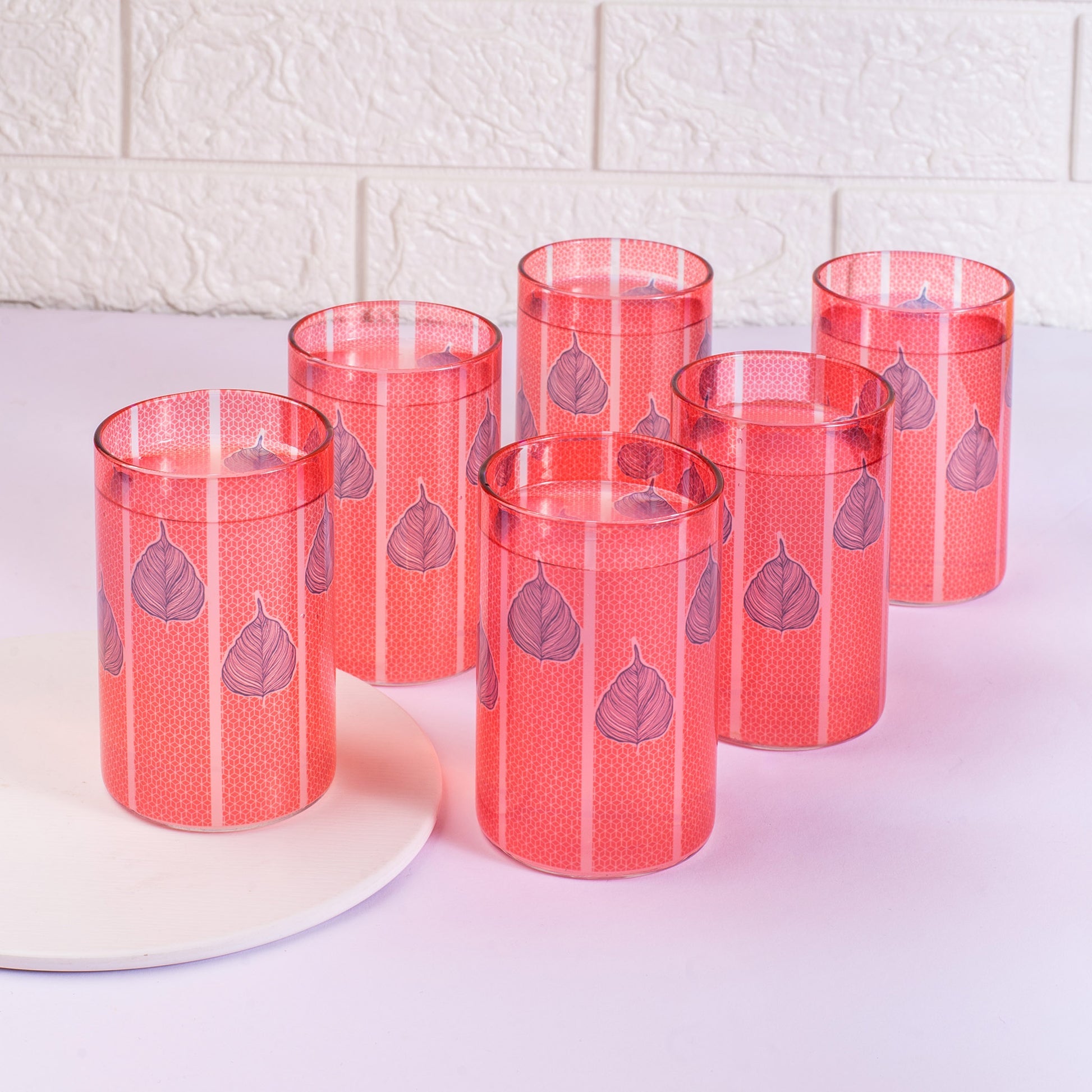 Peepal Leaf Glass Tumbler Set of 4