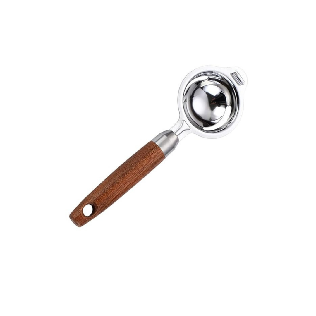 Stainless Steel Egg Separator with Wooden Handle | Easy Egg Yolk & White Separator