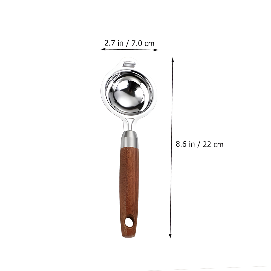 Stainless Steel Egg Separator with Wooden Handle | Easy Egg Yolk & White Separator