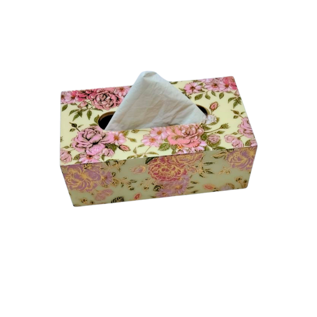 Floral Printed Tissue Box Holder | Decorative Napkin Dispenser for Home & Office