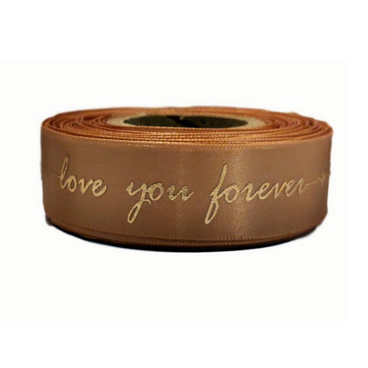 LOVE YOU FOREVER VALENTINE DARK CHOCOLATE SATIN RIBBON WITH GOLD EMBOSSING VALUE PACK ROLL