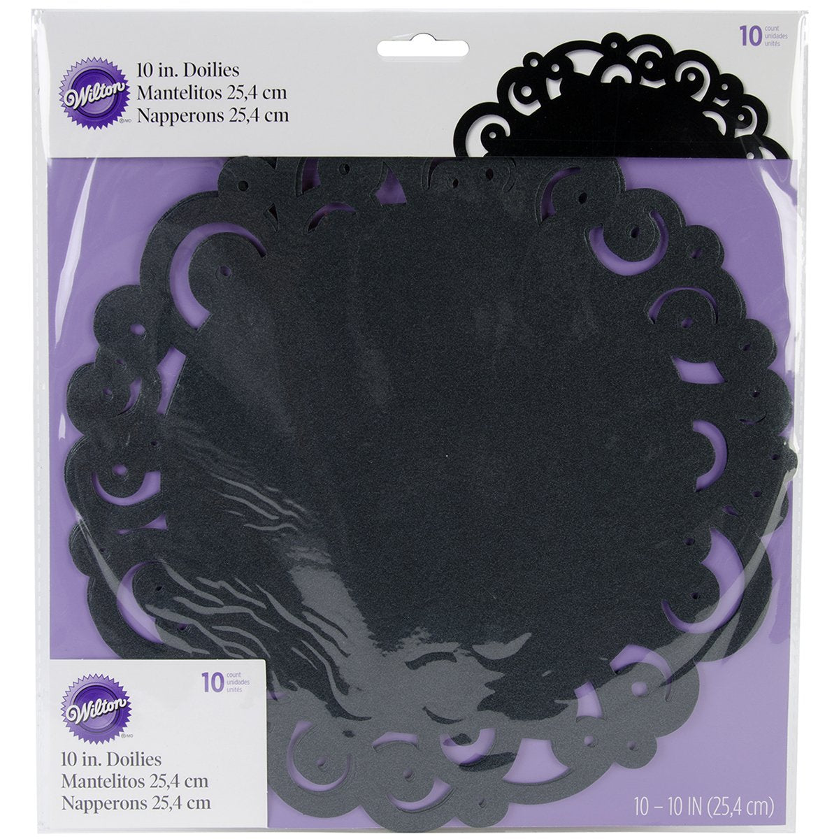 DOILY SWIRL BLACK 10 INCH