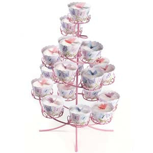 COATED CUPCAKE STAND PINK