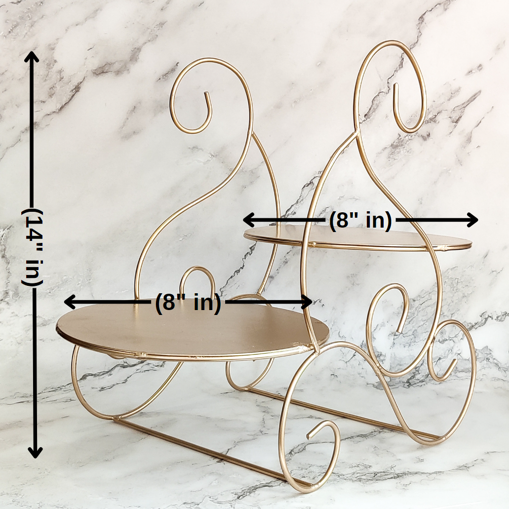 METAL SCROLL CAKE STAND FOR TWO