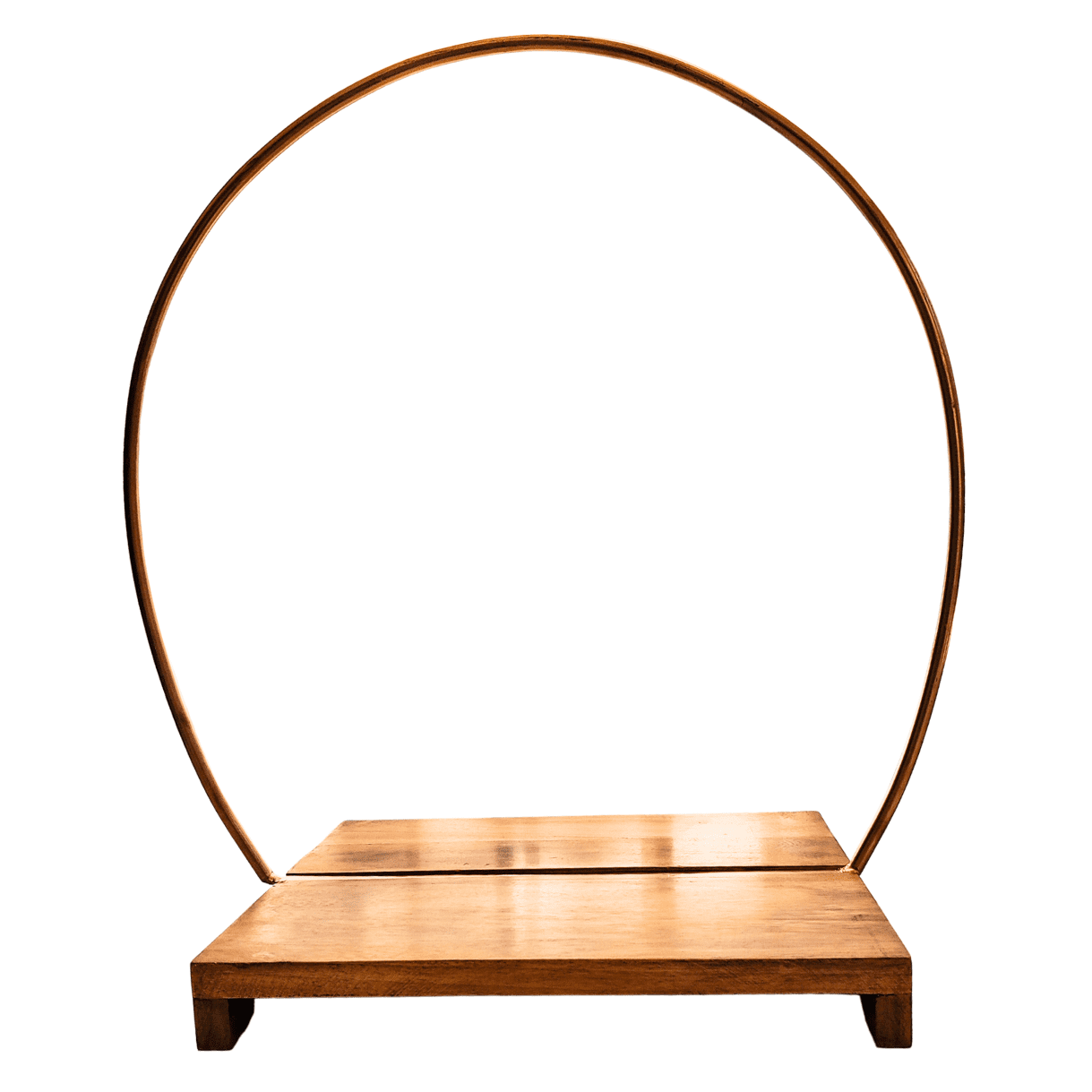 METAL WOODEN HOOP CAKE STAND GOLD