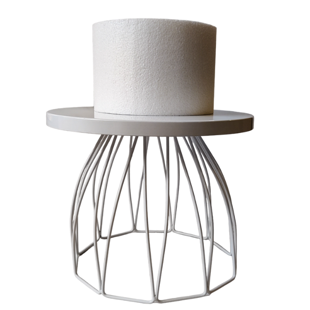 METAL SKIRT WHITE CAKE STAND