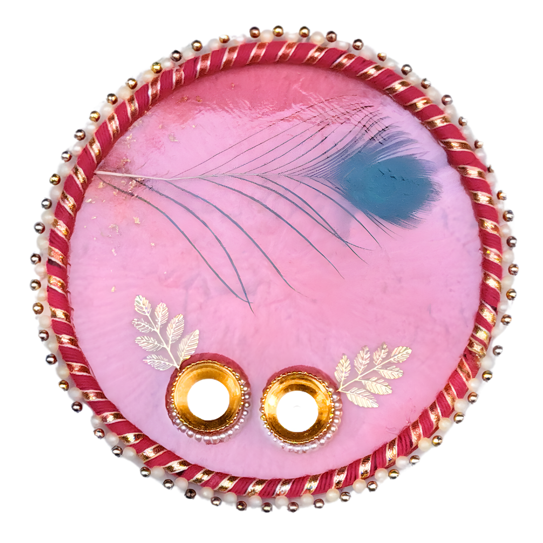 Handcrafted Artisan Pink Peacock Devotional Thali