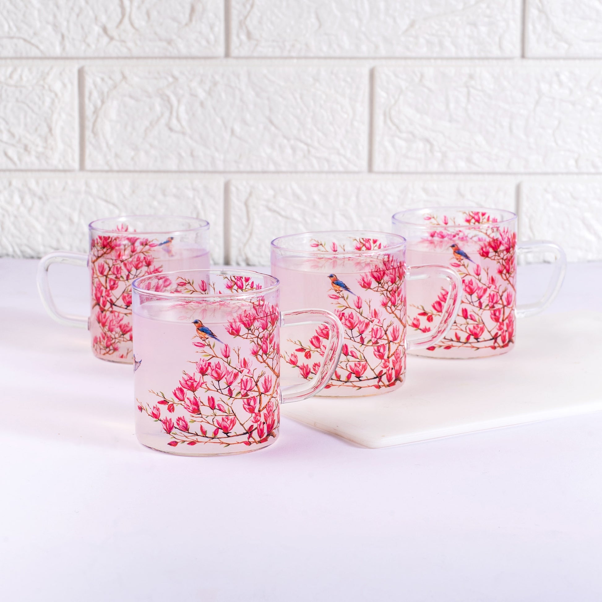 Pink Magnolias Cups Set of 4