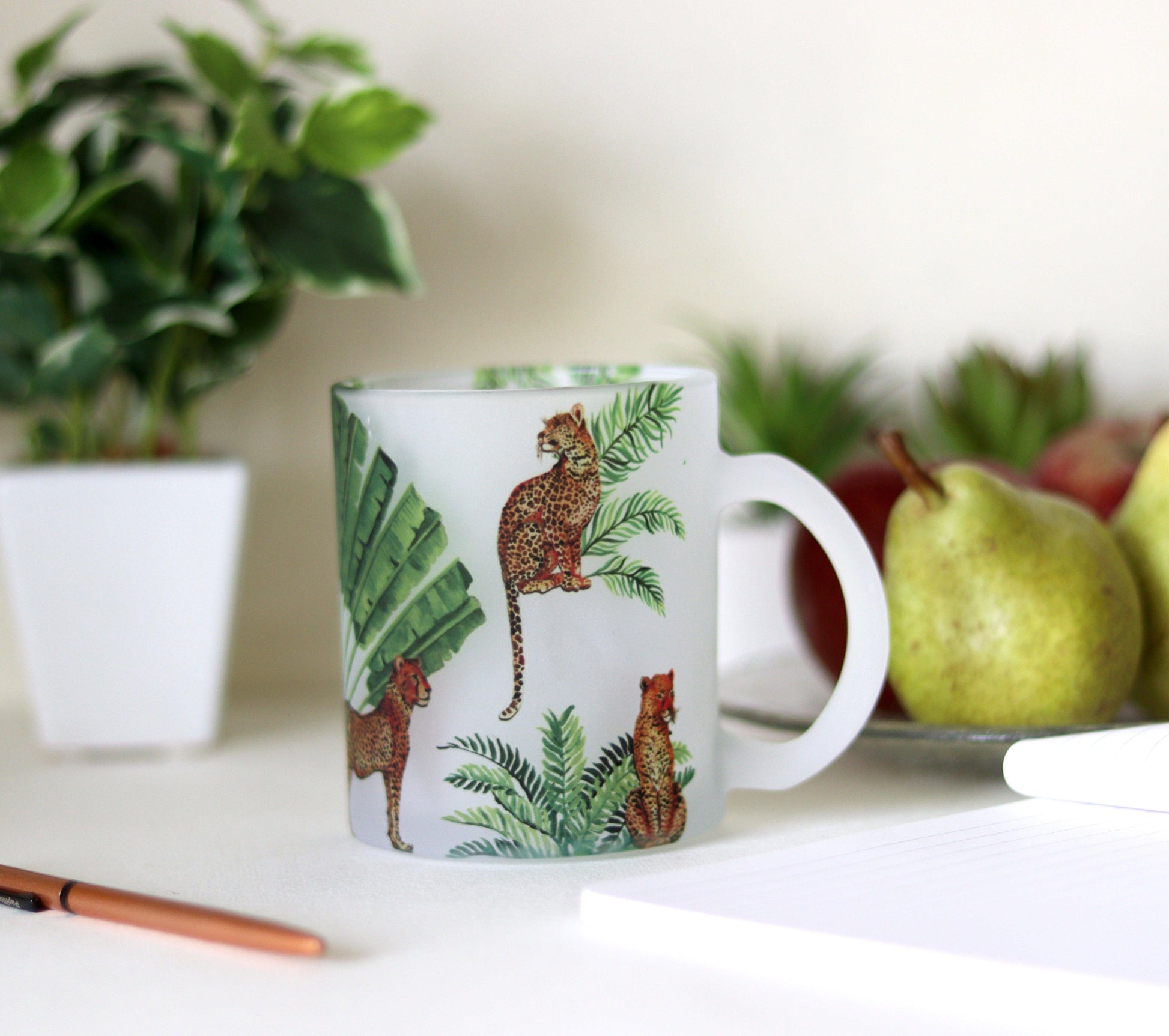 Leopard Print Frosted Glass Mug