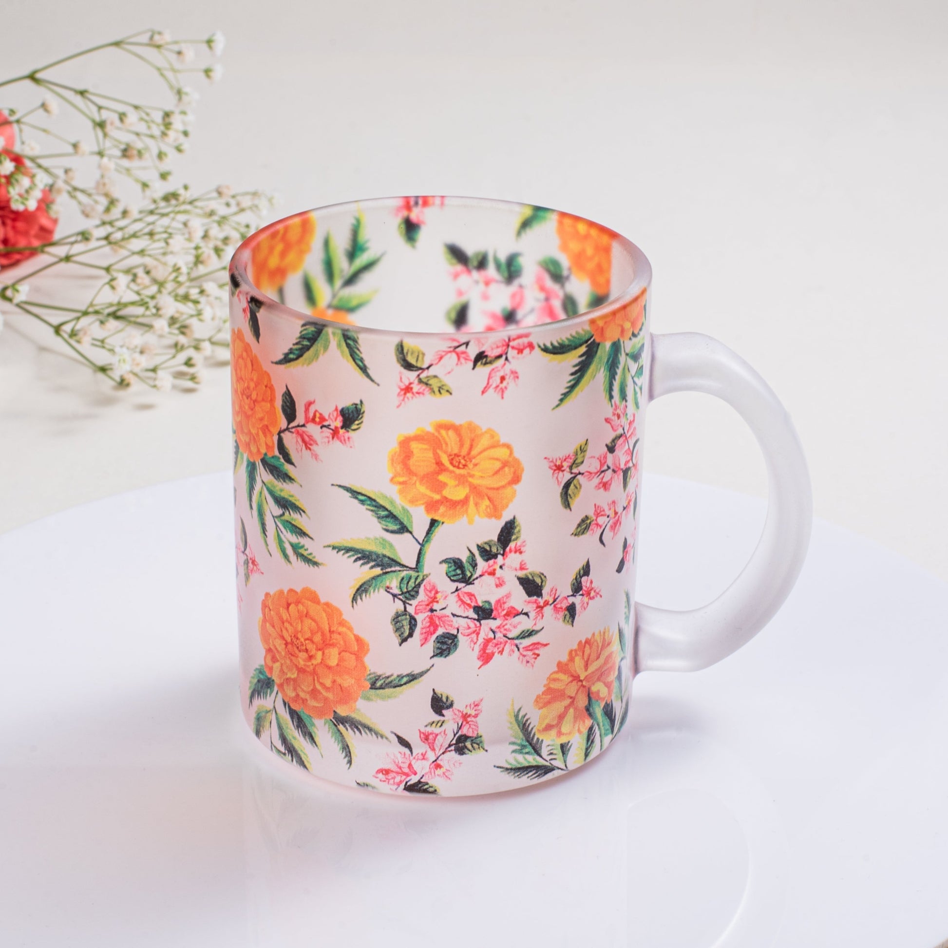 Marigold Frosted Glass Mug