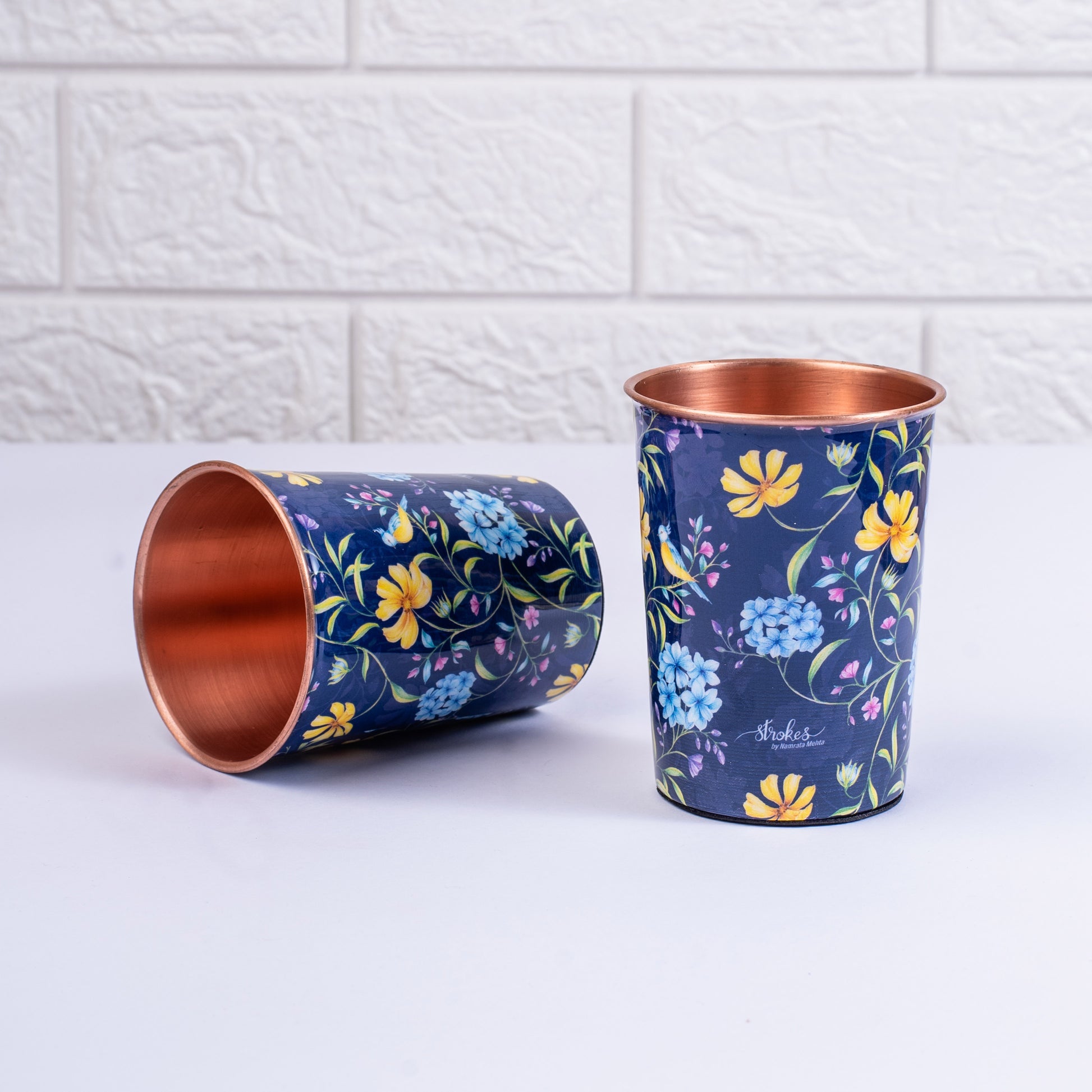 Vintage Blooms Copper Tumbler Set of 2