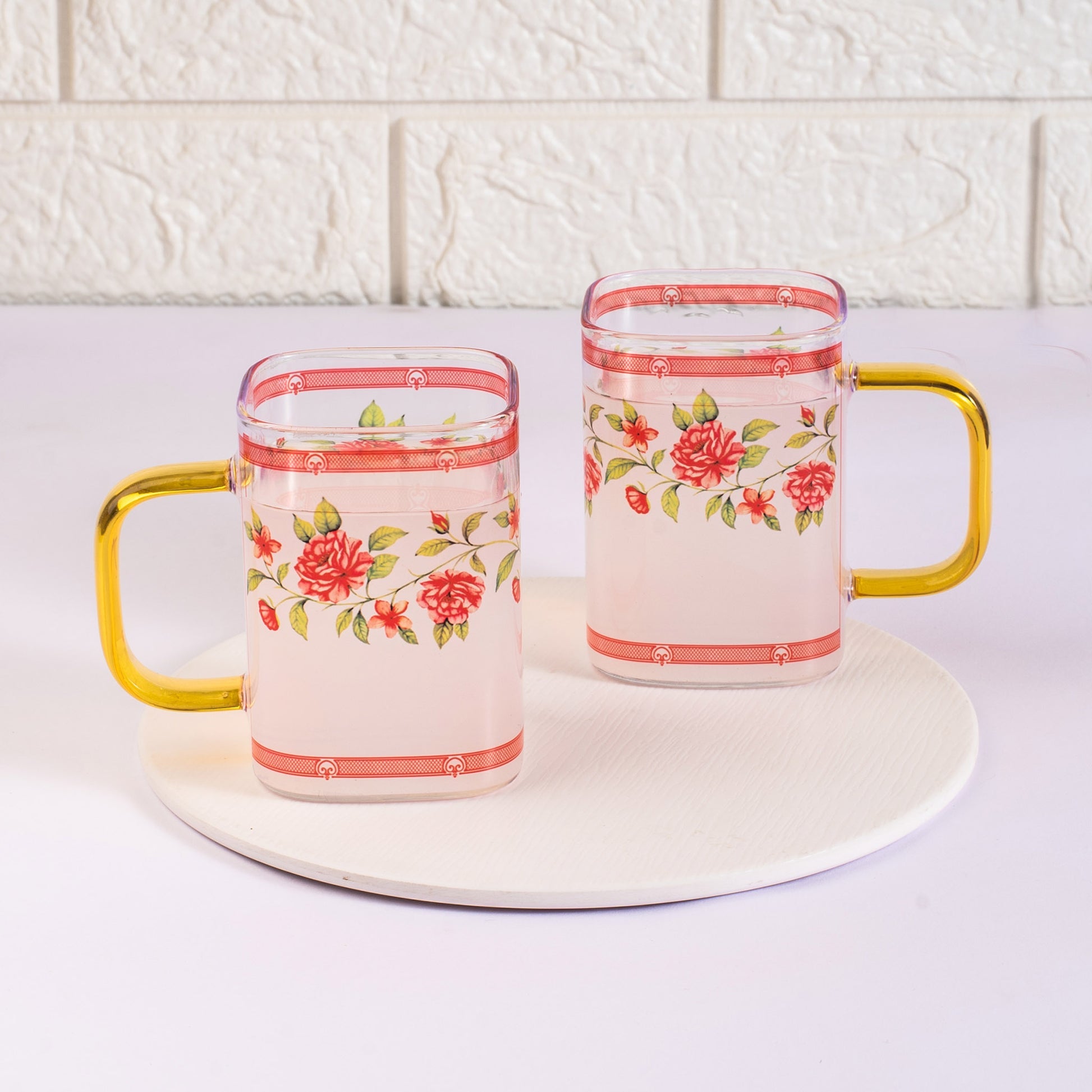 Shrub Roses Square Mugs Set of 2