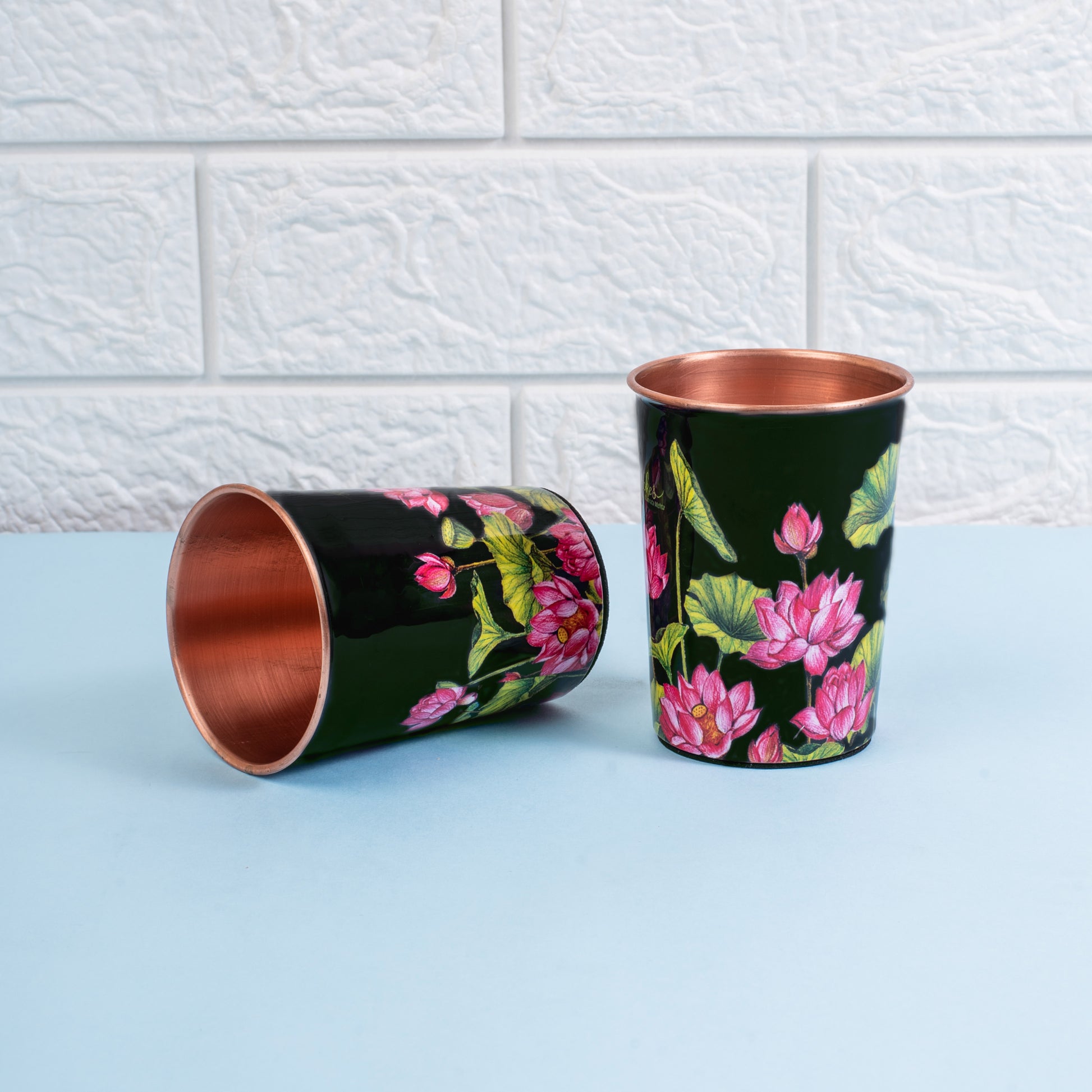 Lotus Field Copper Tumbler Set of 2