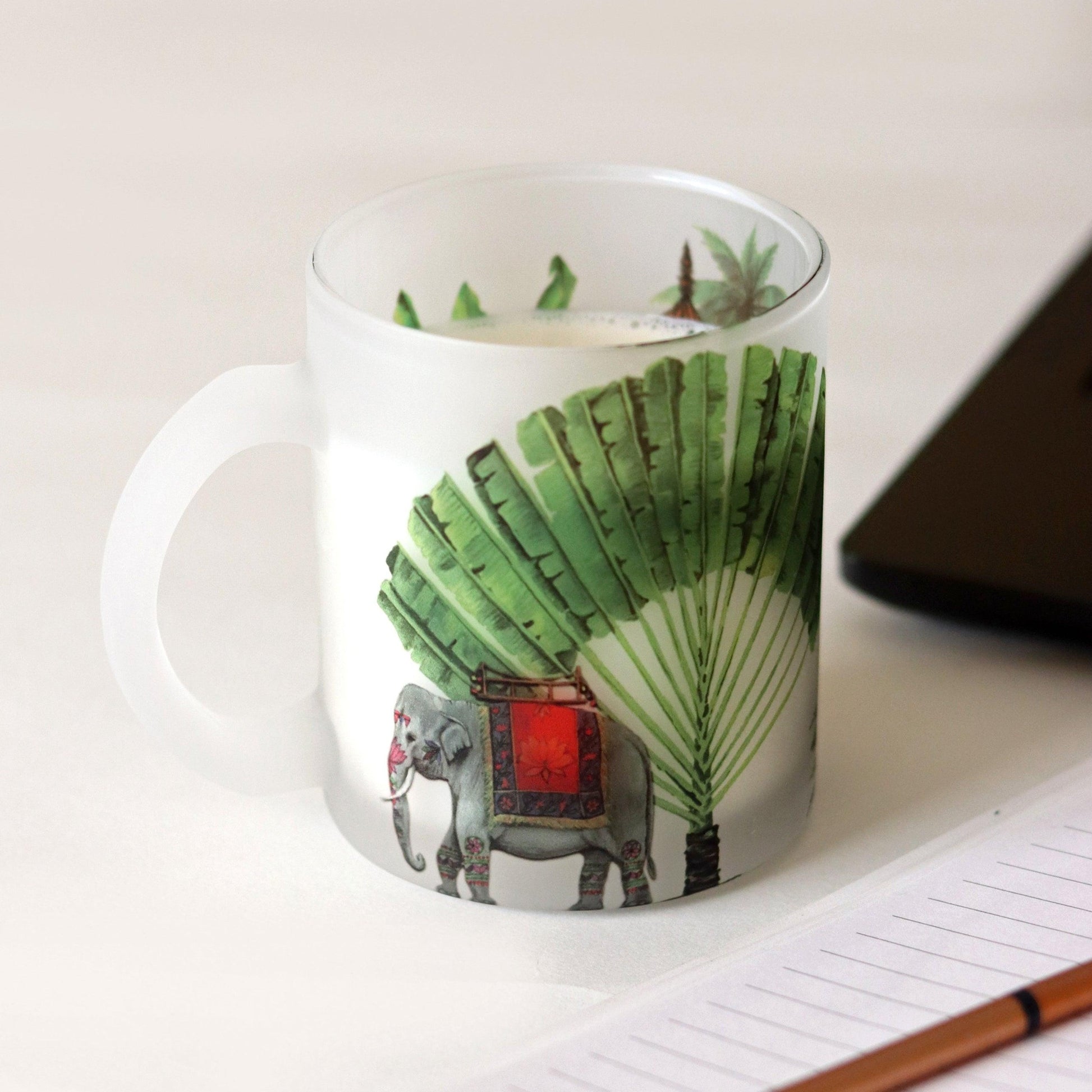 Royal Elephant Frosted Glass Mug