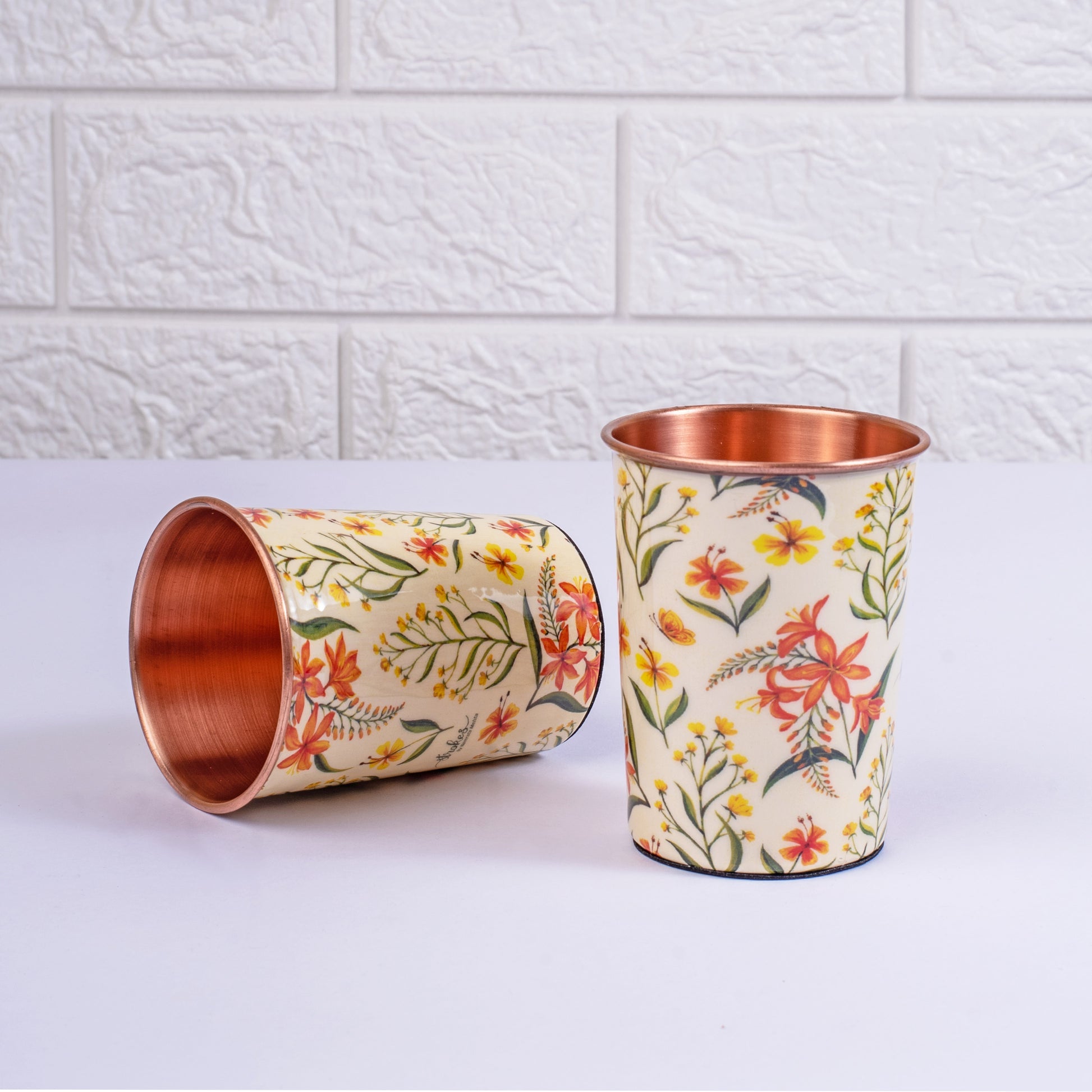 Summer Blossoms Copper Tumbler Set of 2