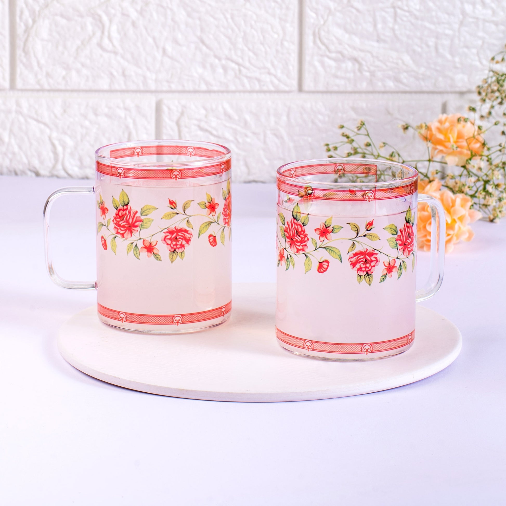 Shrub Roses Round Mugs Set of 2