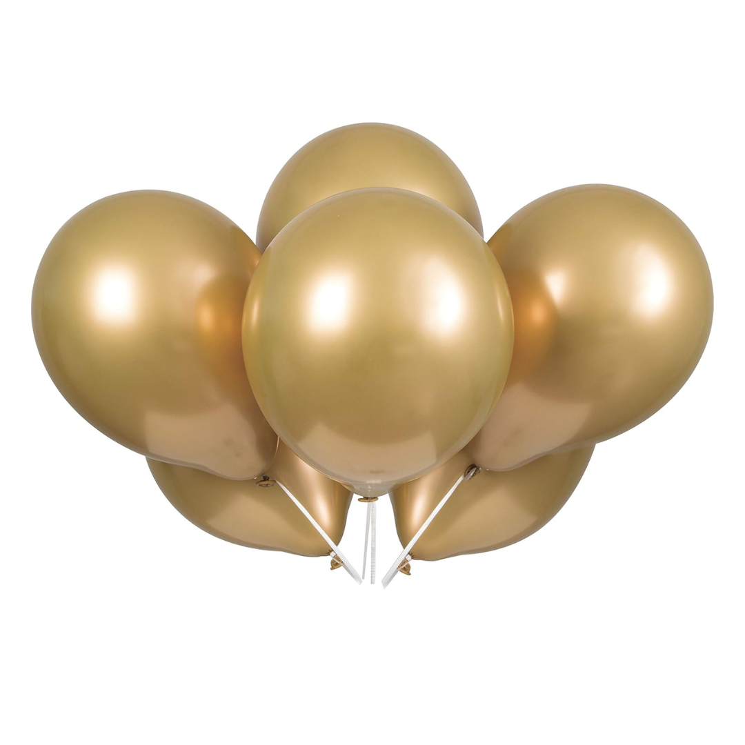 11 INCH GOLD PLATINUM BALLOONS 6/PKT