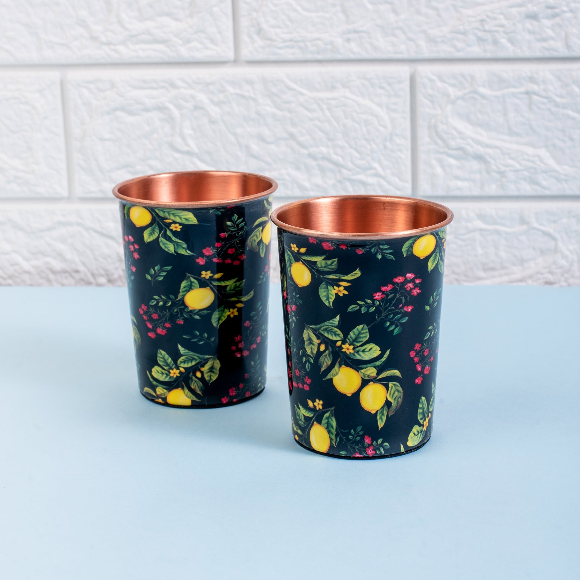 Zesty Lemon Copper Tumbler Set of 2