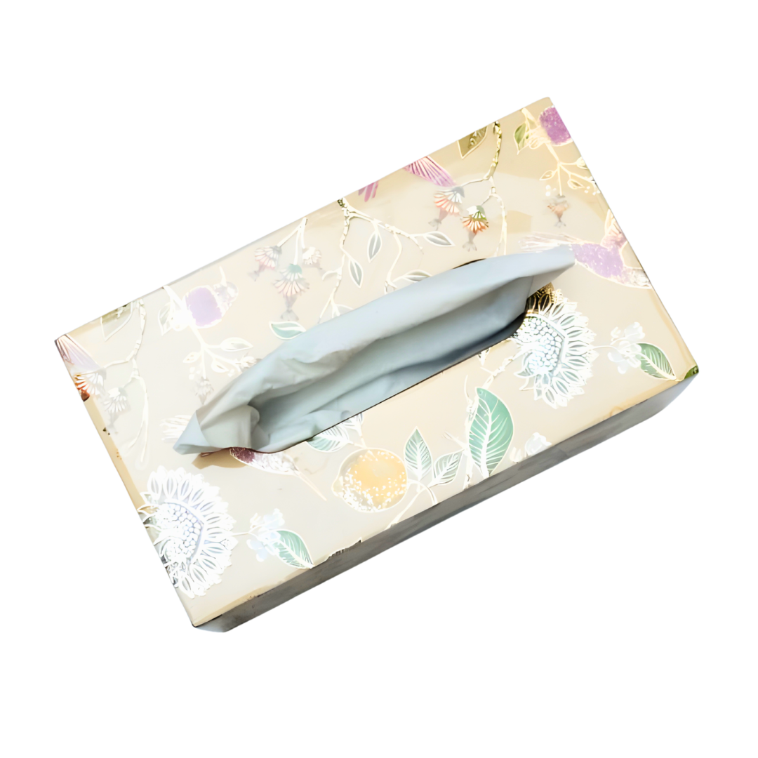 Luxury Floral & Hummingbird Tissue Box Cover
