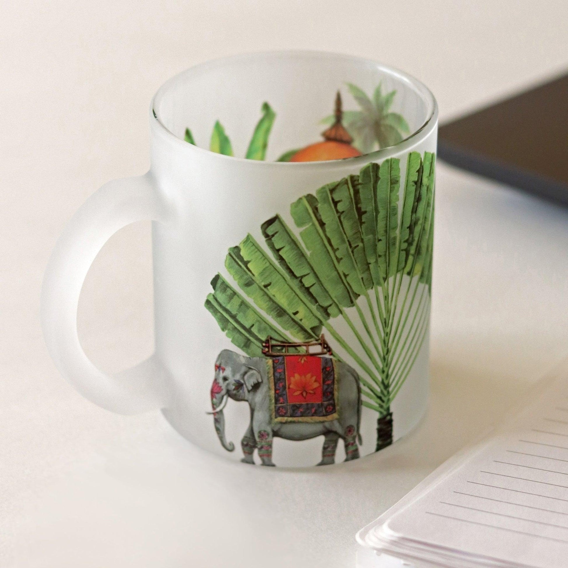 Royal Elephant Frosted Glass Mug