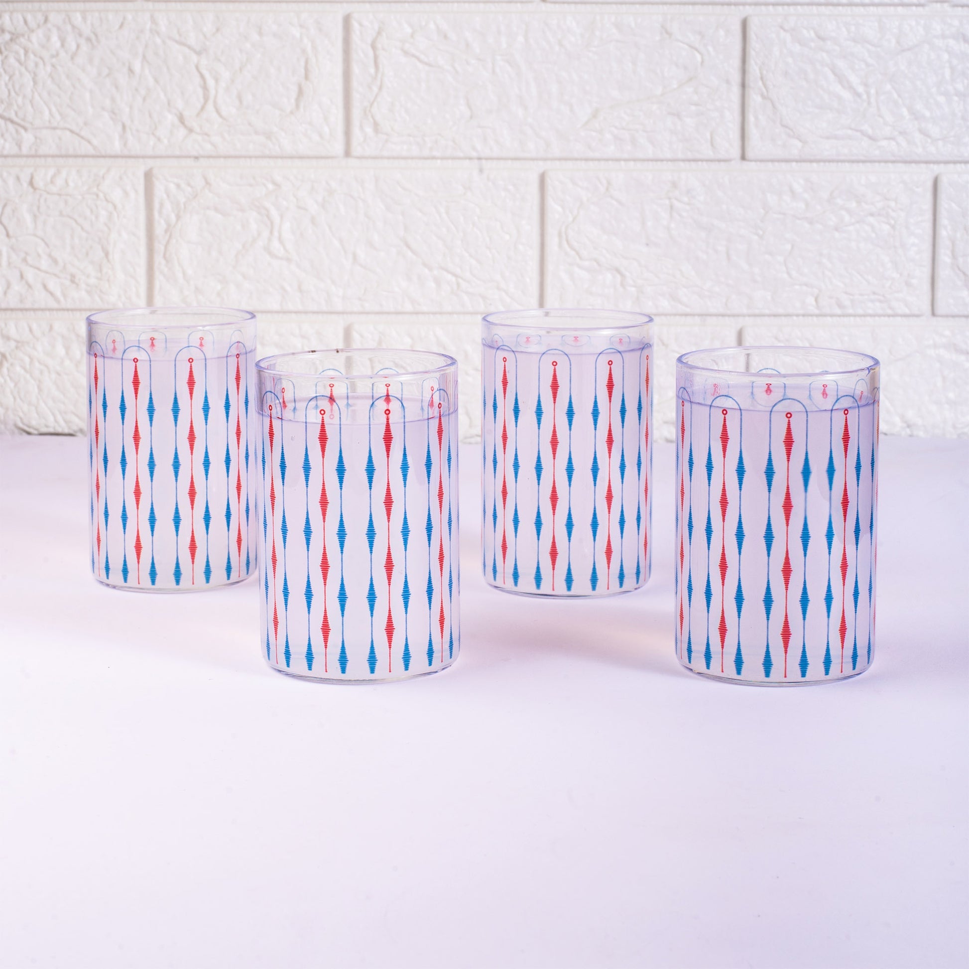 Ikhat Print Glass Tumbler Set of 4