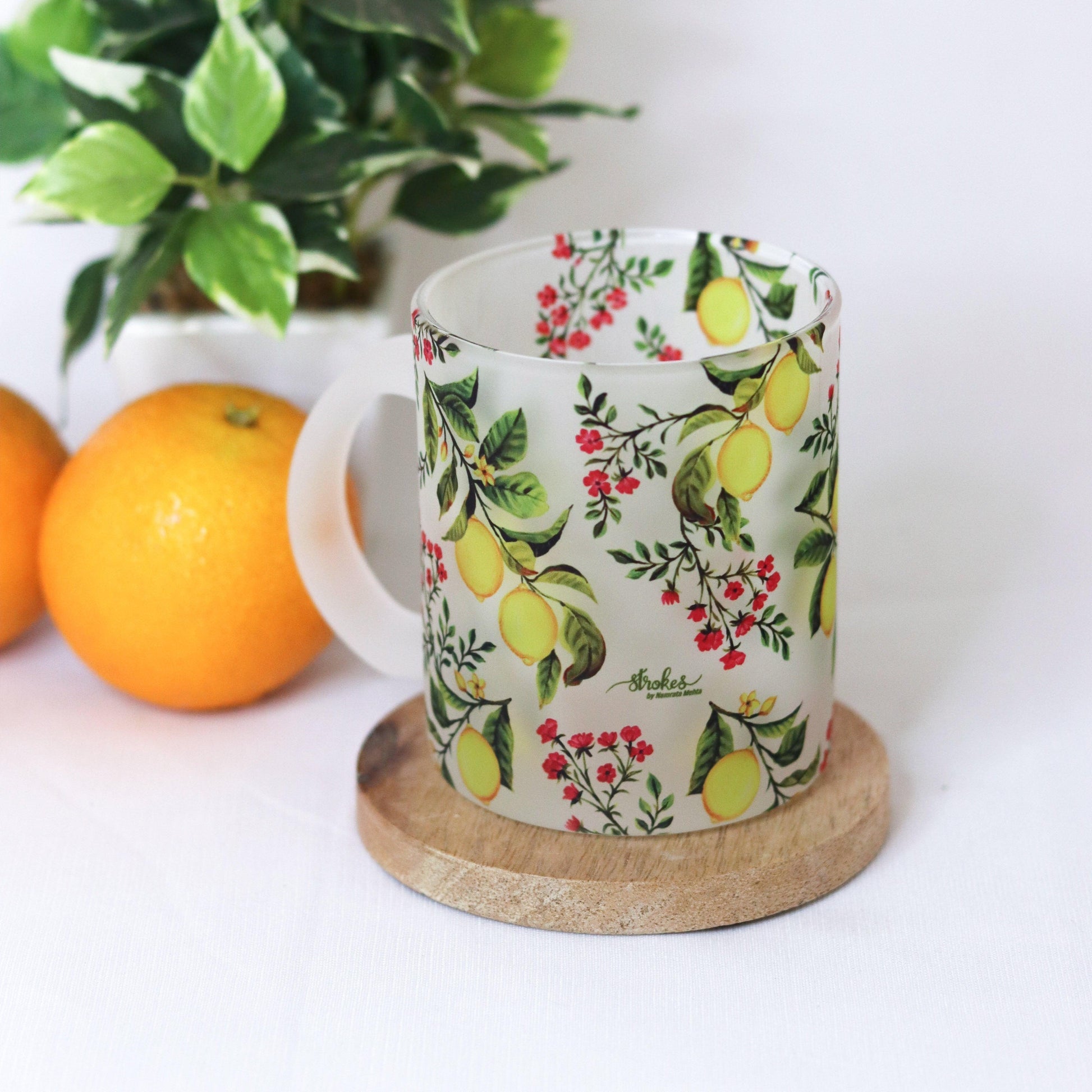 Zesty Lemon Frosted Glass Mug