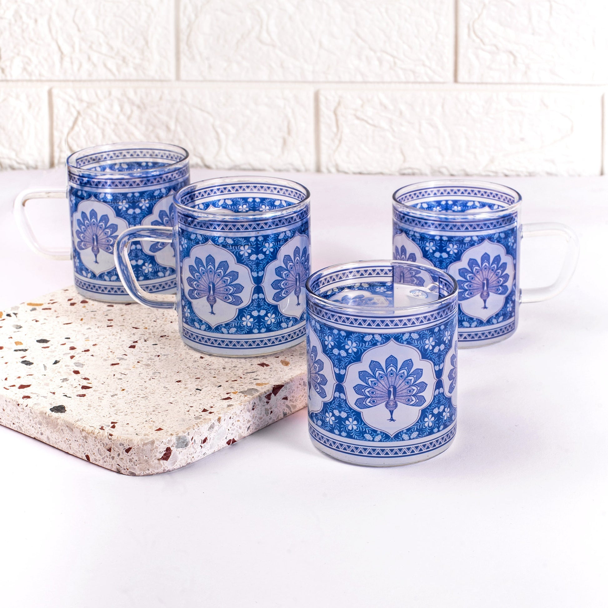 Precious Peacock Cups Set of 4