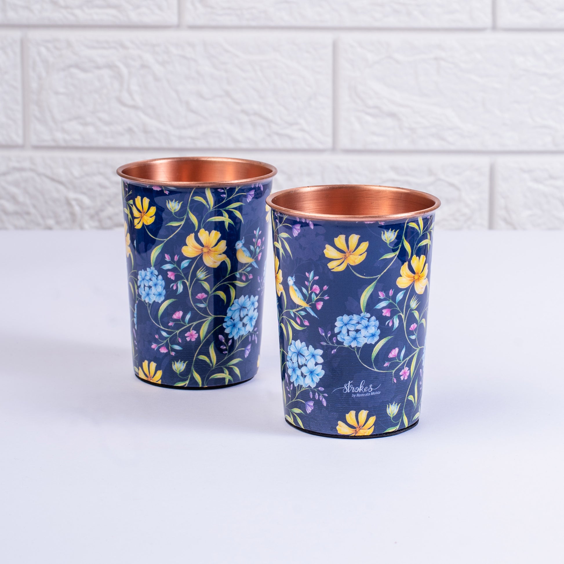 Vintage Blooms Copper Tumbler Set of 2