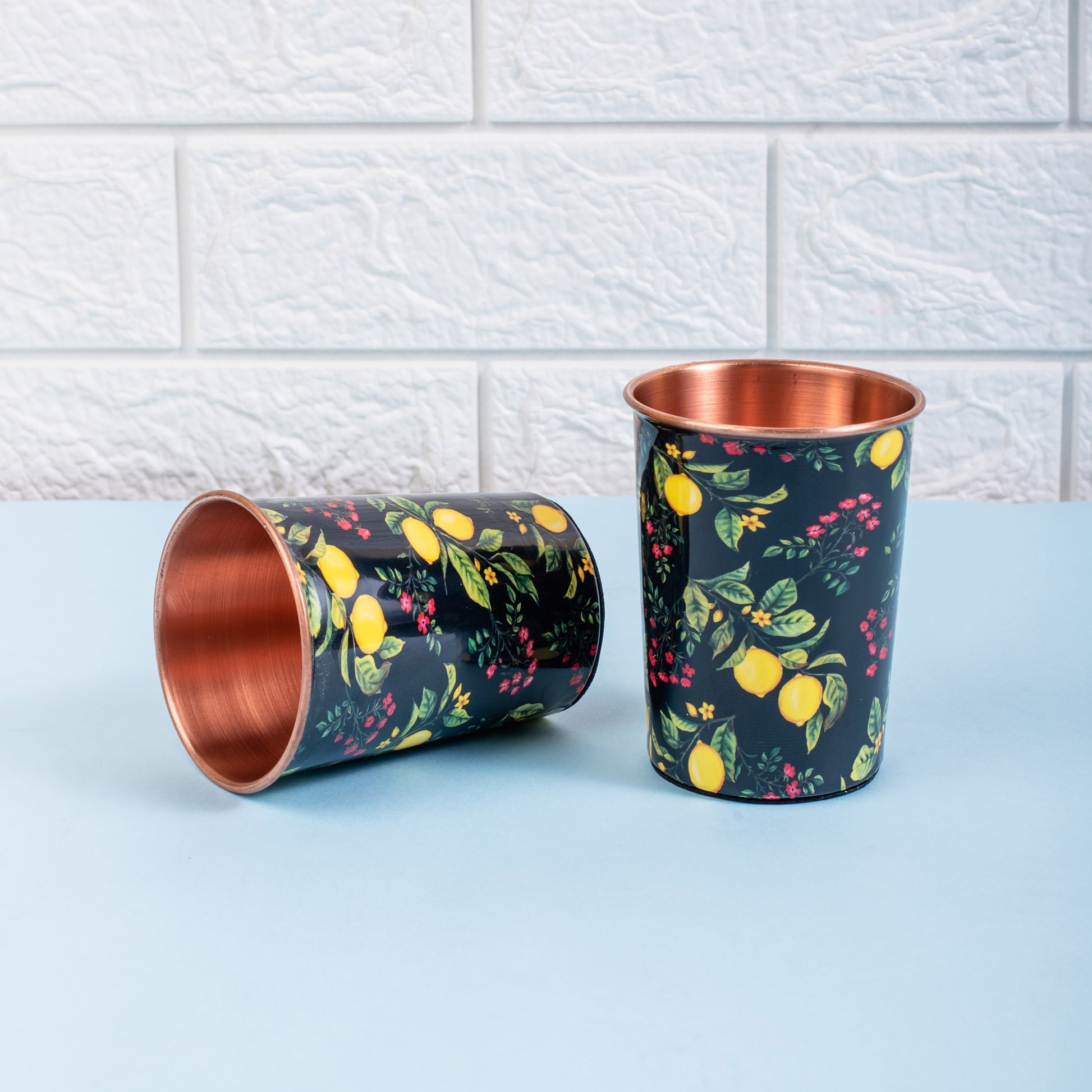 Zesty Lemon Copper Tumbler Set of 2