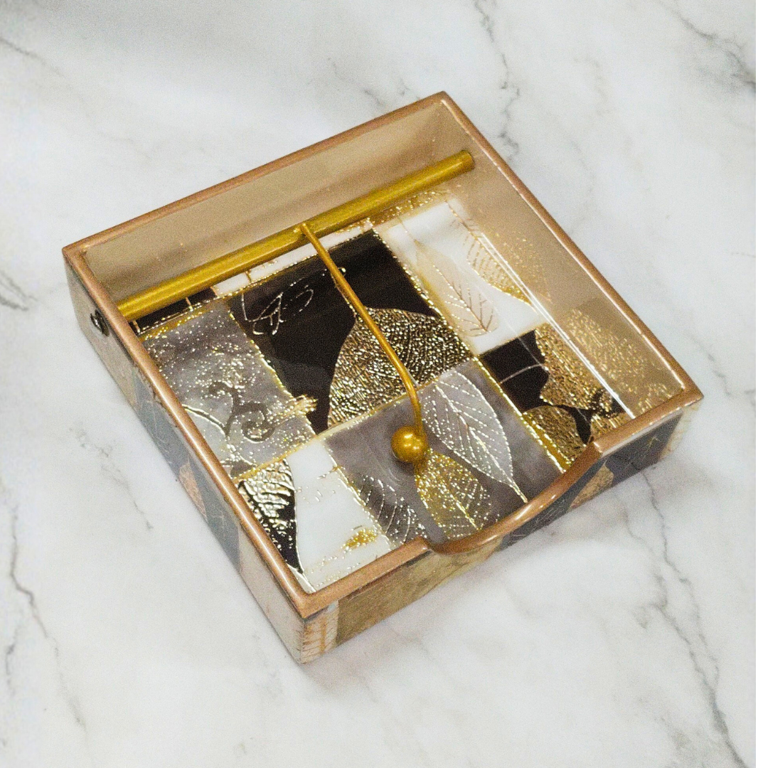 Decorative Resin Napkin Holder with Gold Leaf Accents