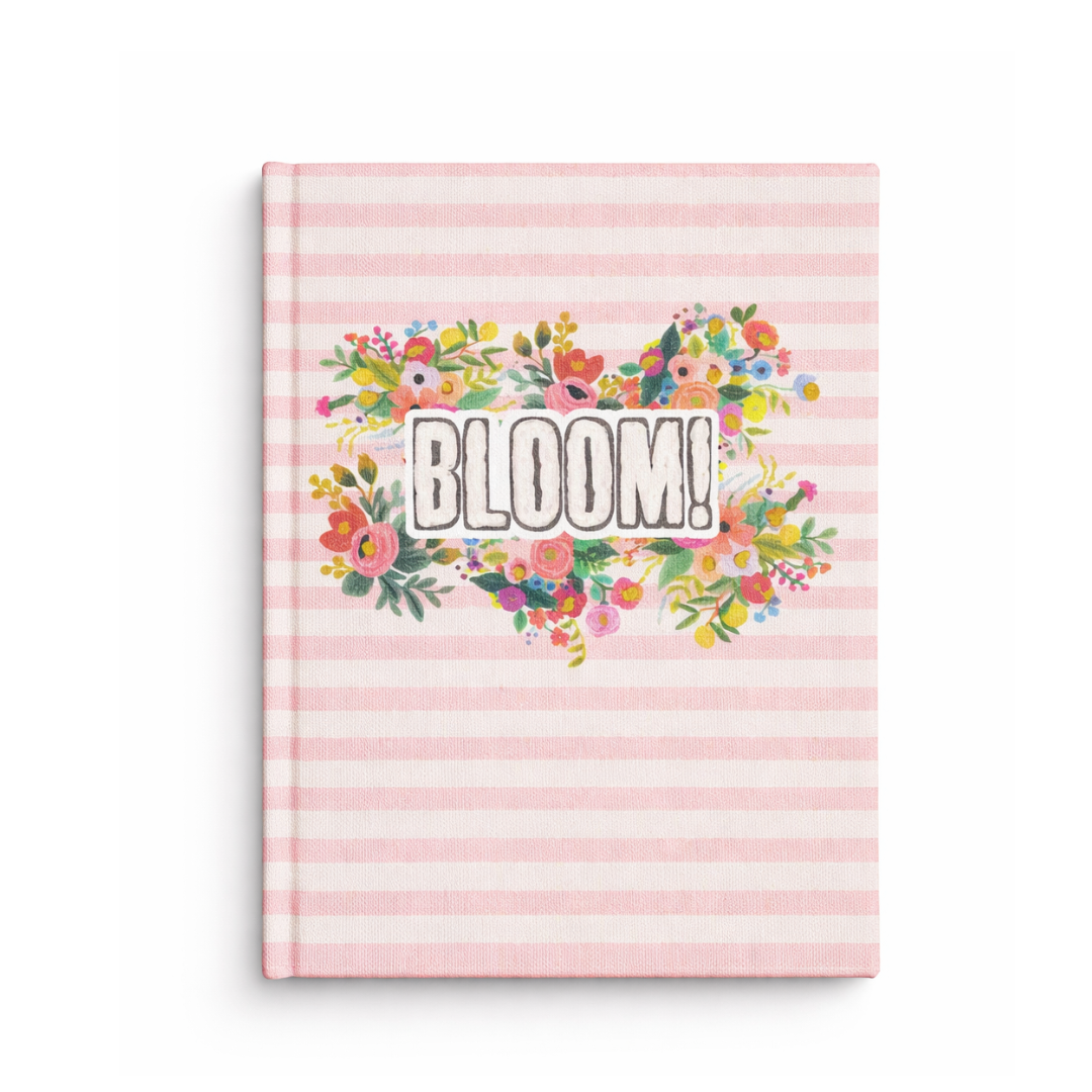 Floral Hardcover Notebook – “BLOOM!” Inspirational Diary | Ruled Pages | Premium Finish Small Size