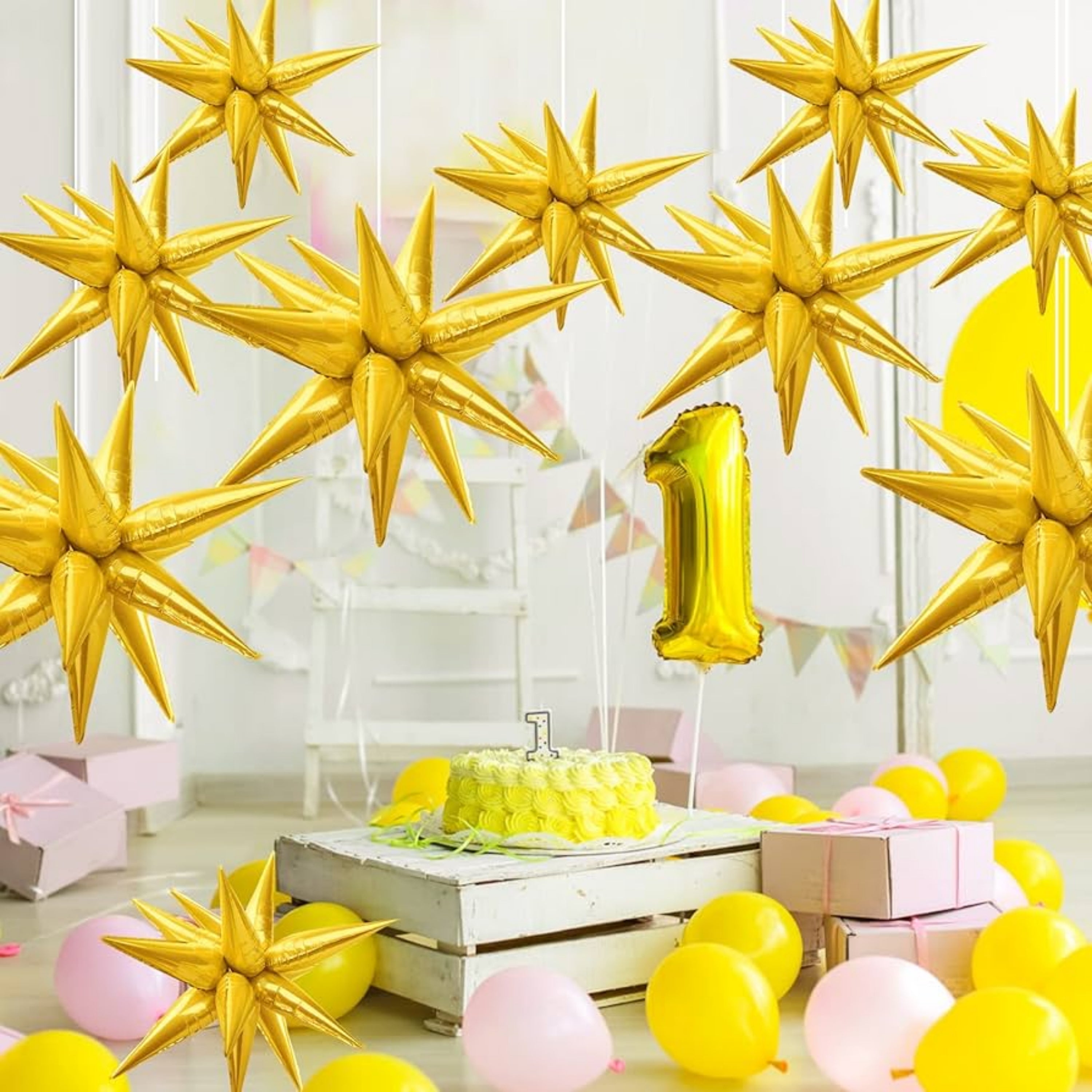 3D GOLD FOIL 12 POINT STAR BURST LARGE 27INCH 1/PKT