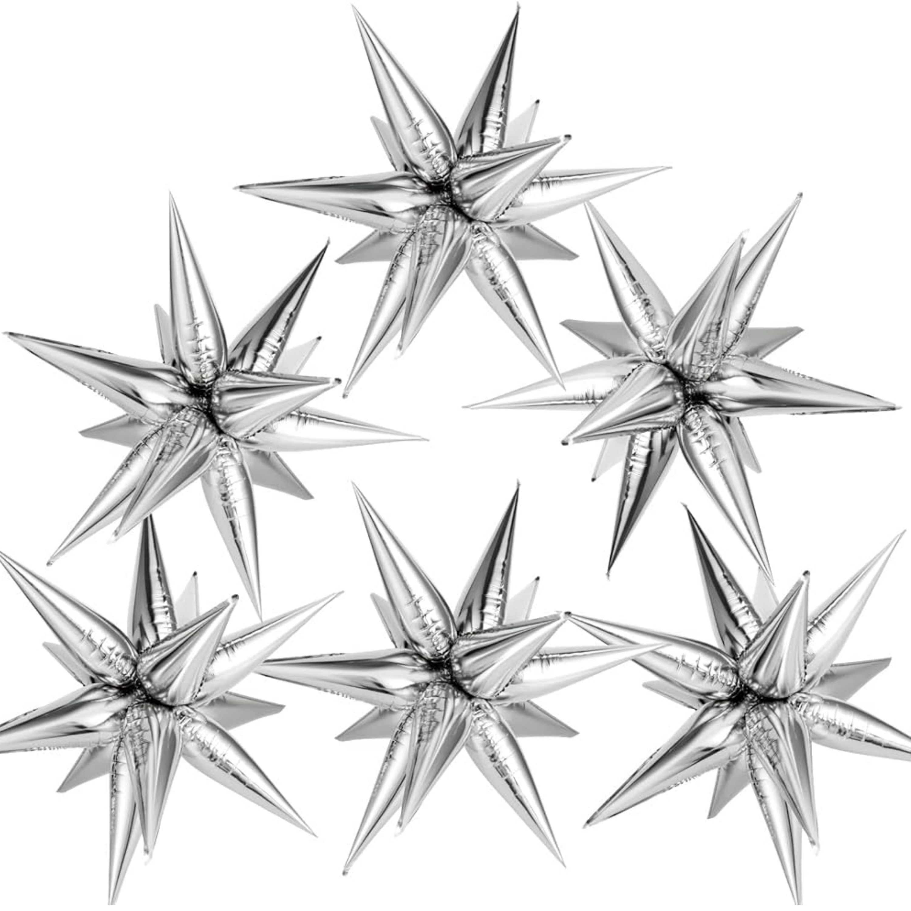 3D SILVER FOIL 12 POINT STAR BURST LARGE 27INCH 1/PKT