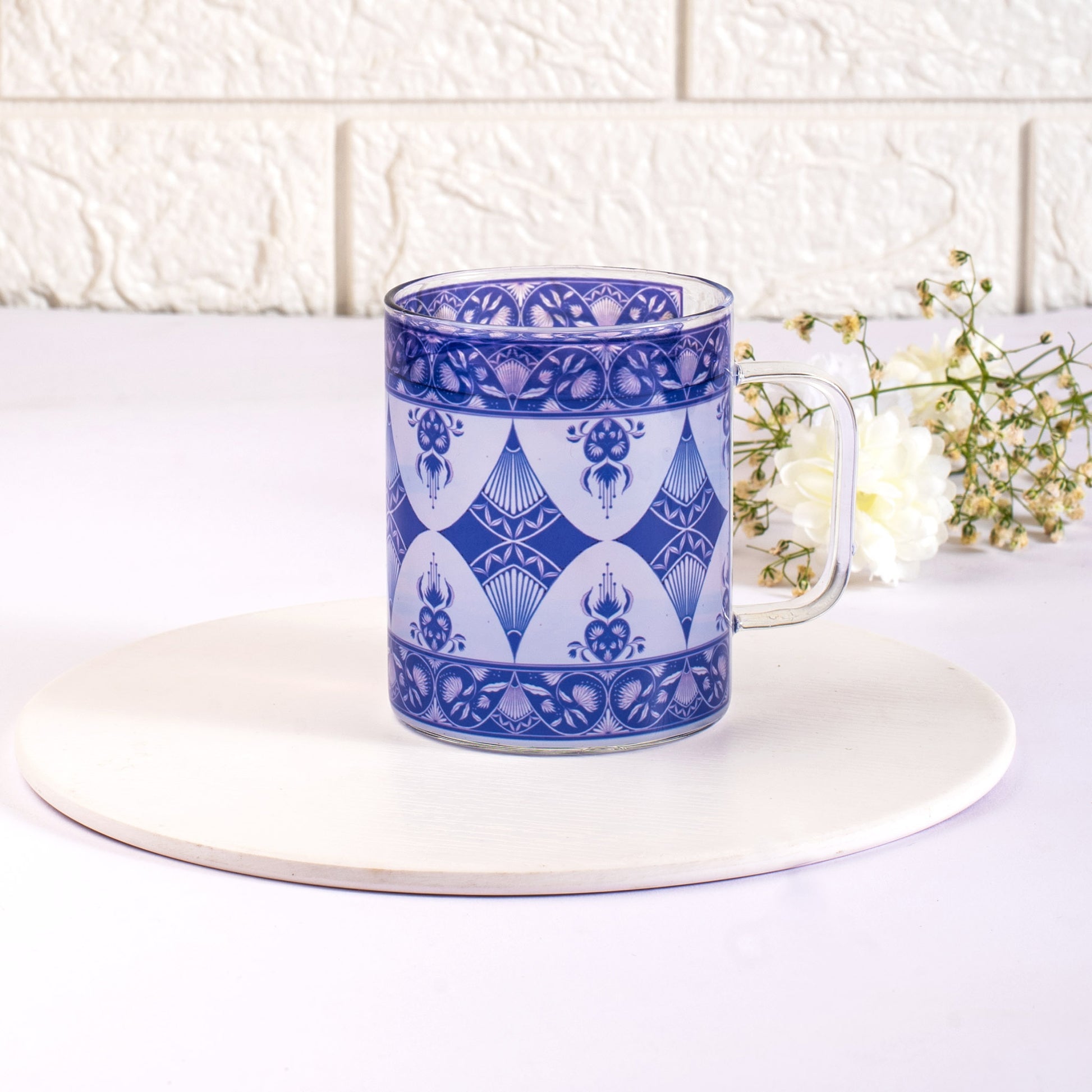 Indigo Print Round Cup Set of 2