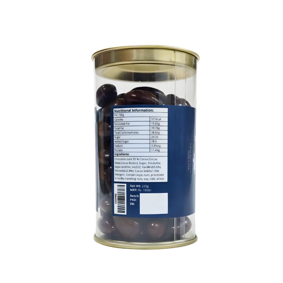 Belgian Chocolate Almonds | Premium Gourmet Coated Almonds | ButtrBoys Healthy Snacking Jar