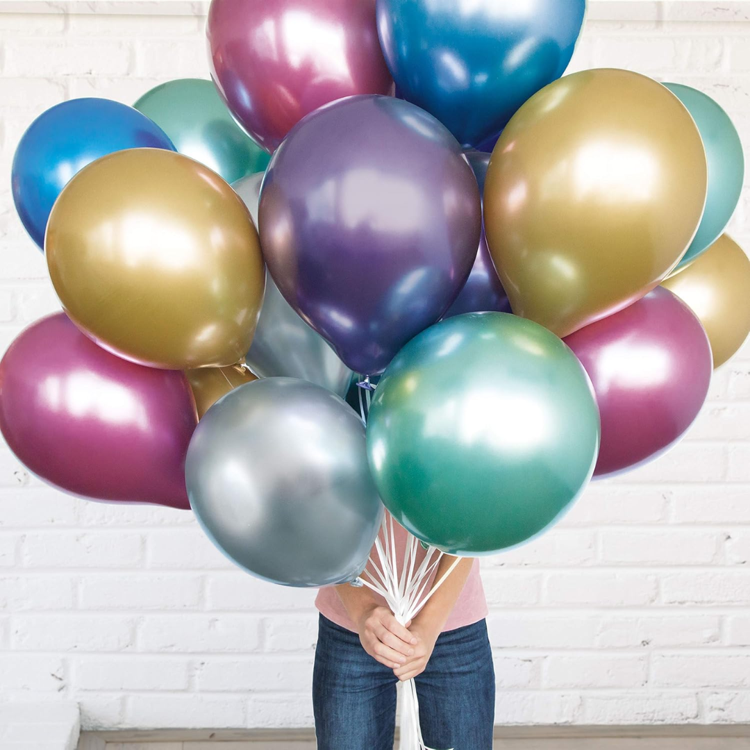 11 INCH GOLD PLATINUM BALLOONS 6/PKT