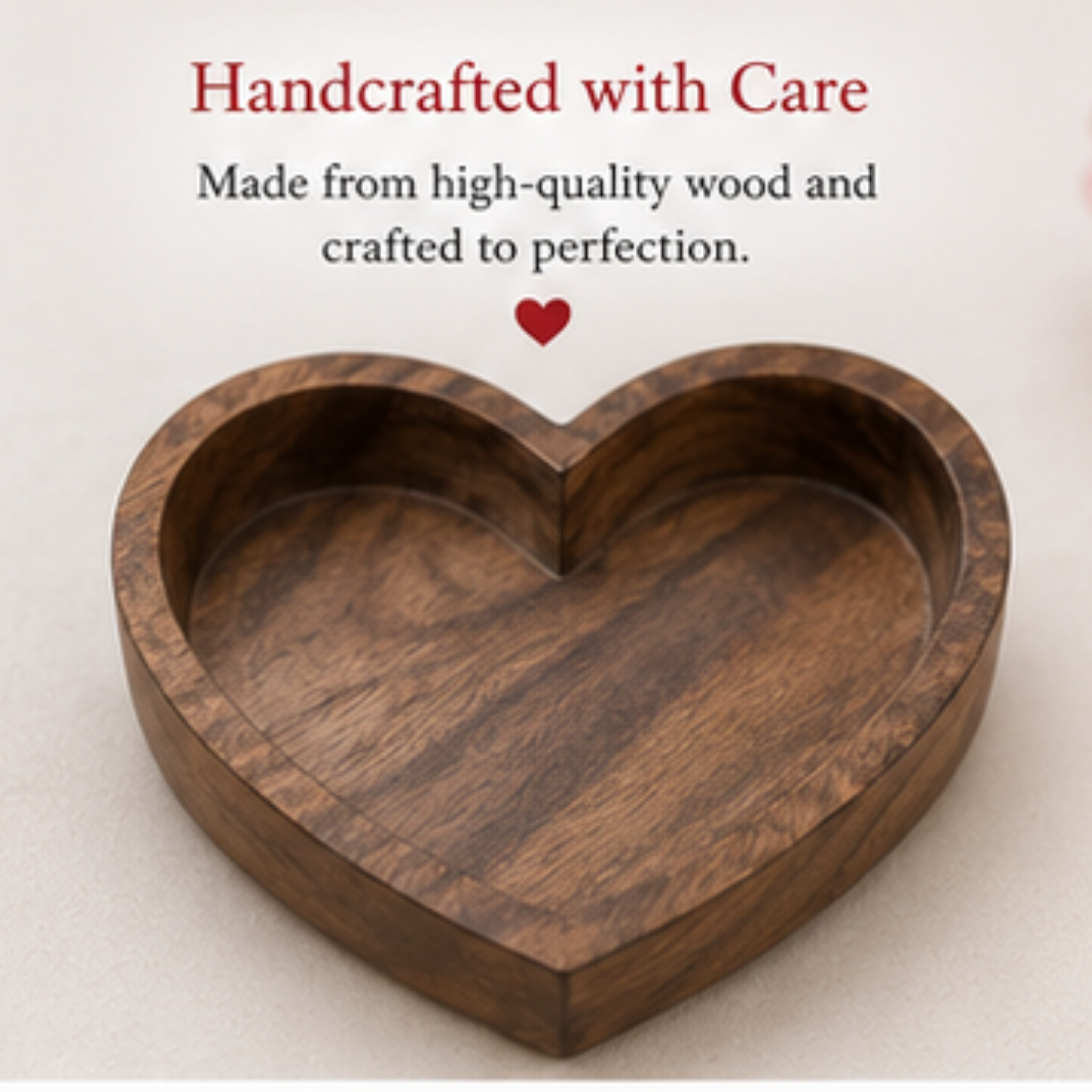 Handcrafted Heart-Shaped Rose Candle Arrangement in Wooden Bowl | Romantic Decorative Candle Set | Valentine's Day Gift