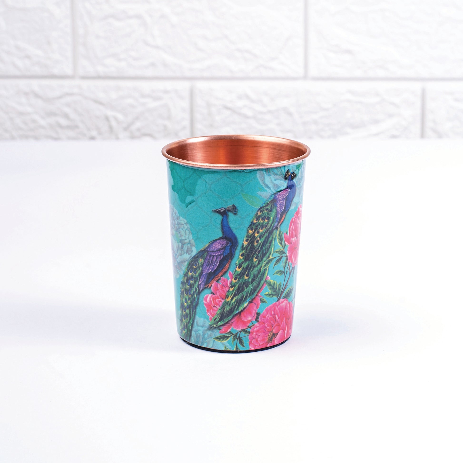 Royal Peacock Copper Tumbler Set of 2