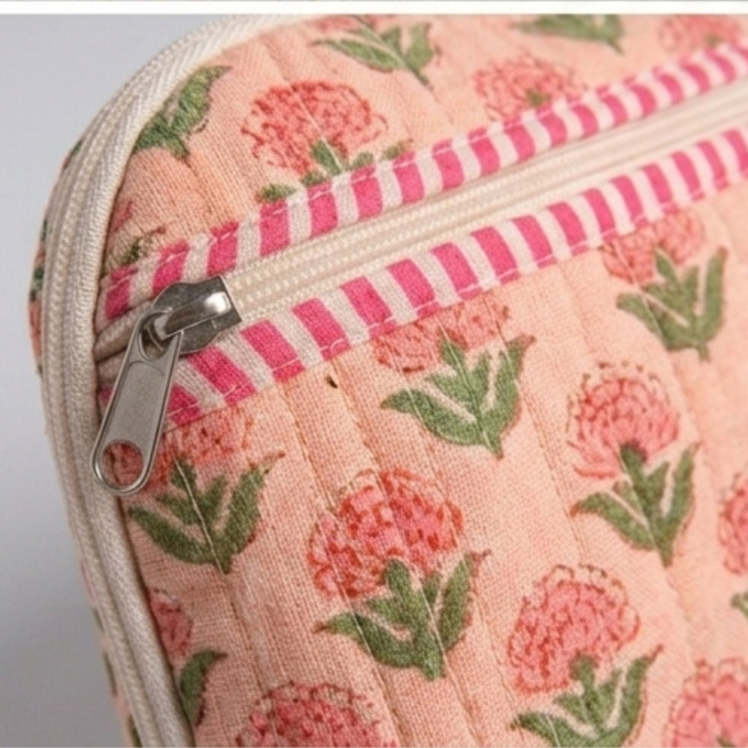Pink Floral Quilted Laptop case