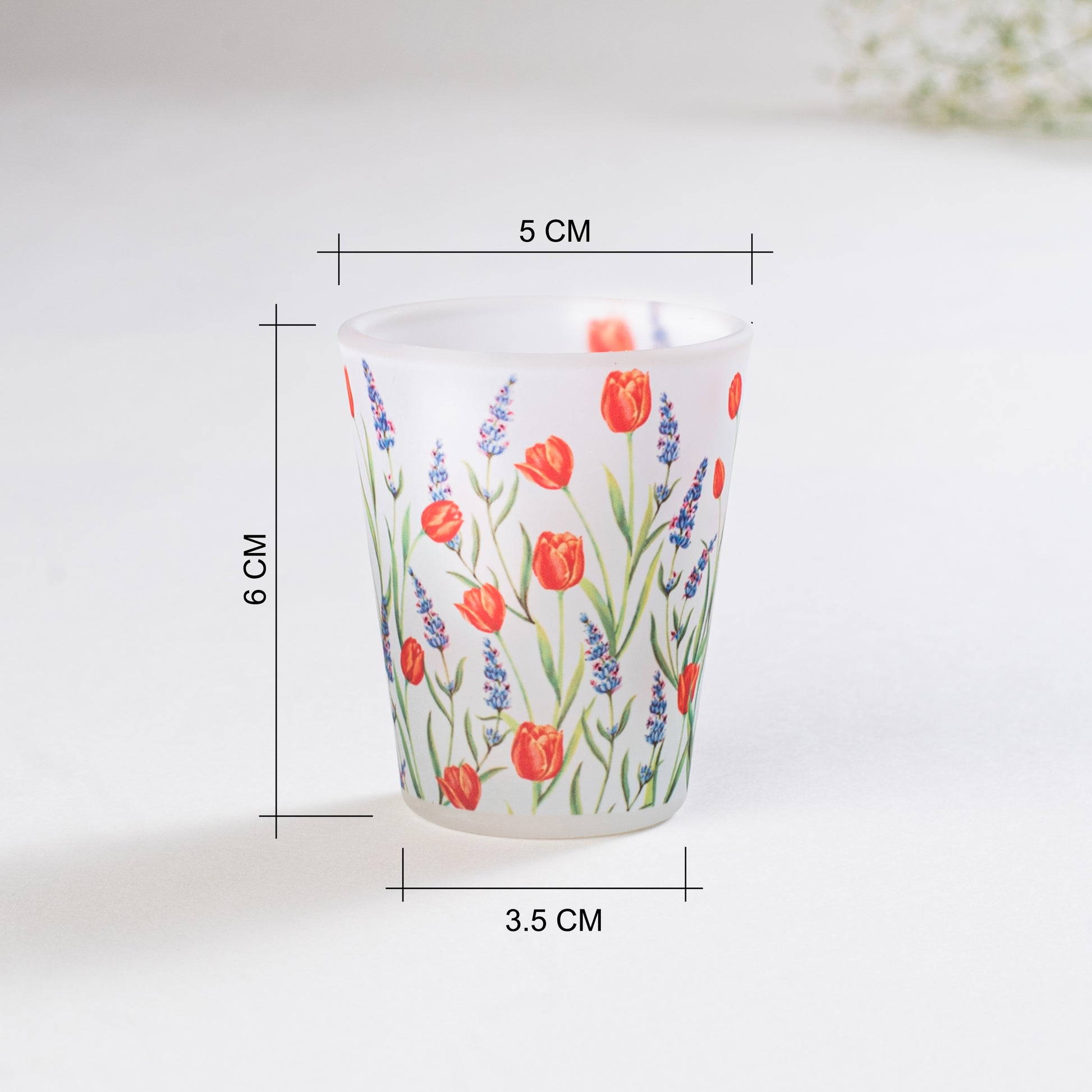 Tulip And Lavender Frosted Shot Glasses Set of 4