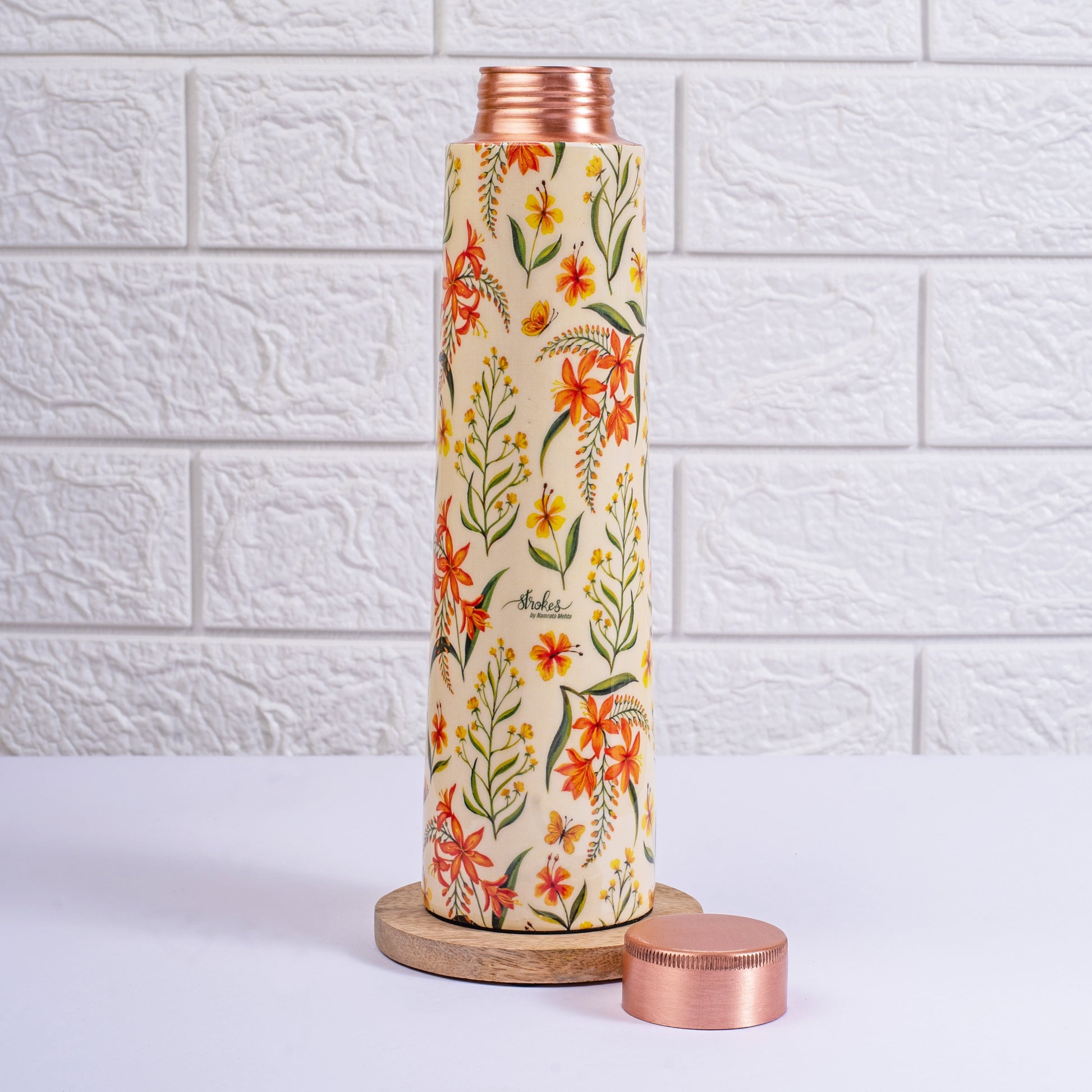 Summer Blossoms Copper Bottle