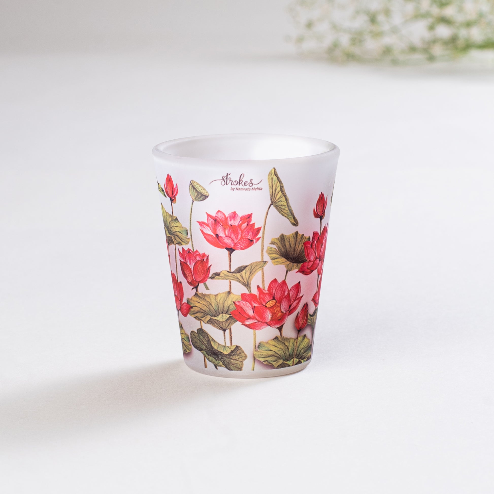 Lotus Field Frosted Shot Glasses Set of 4