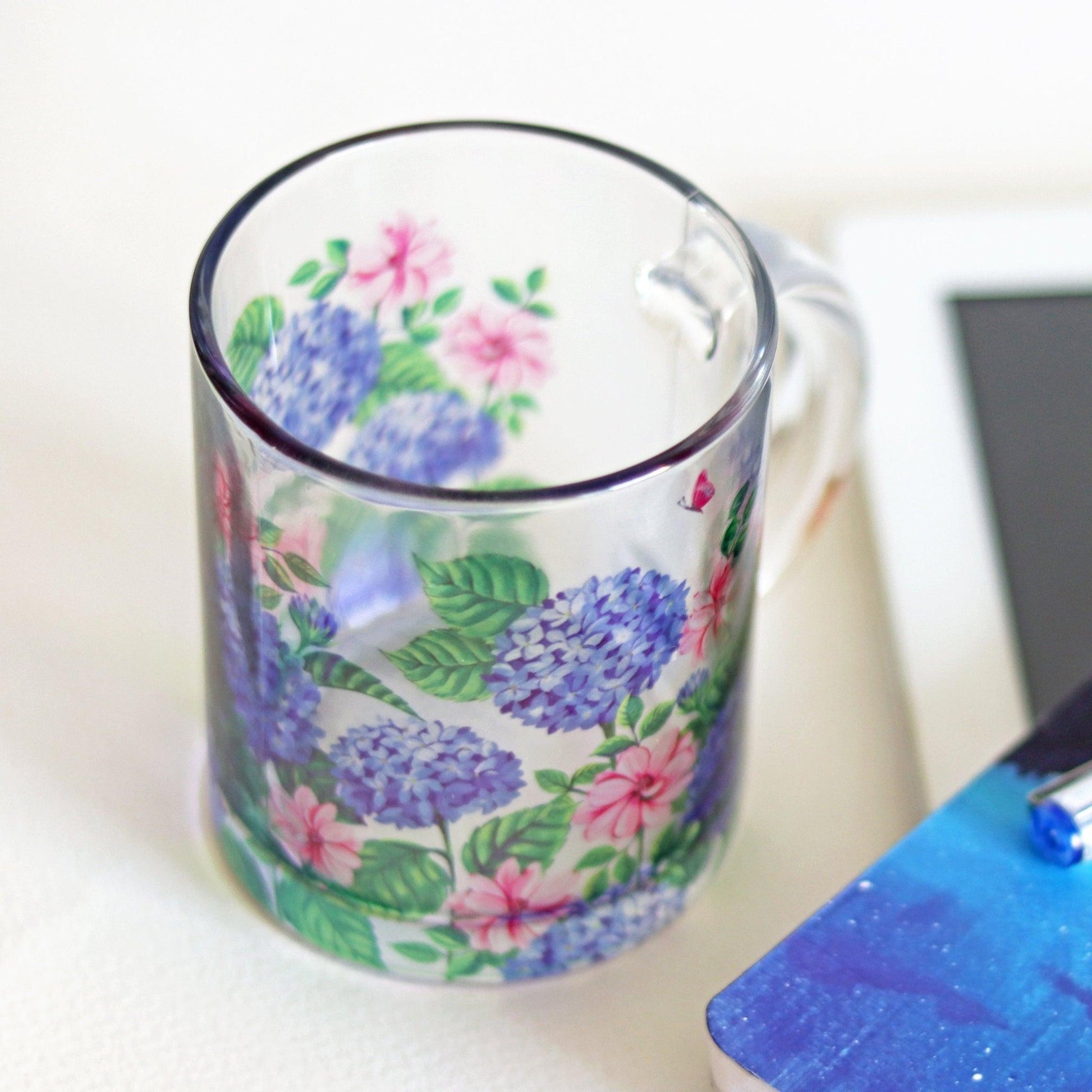 Hydrangea Glass Mug