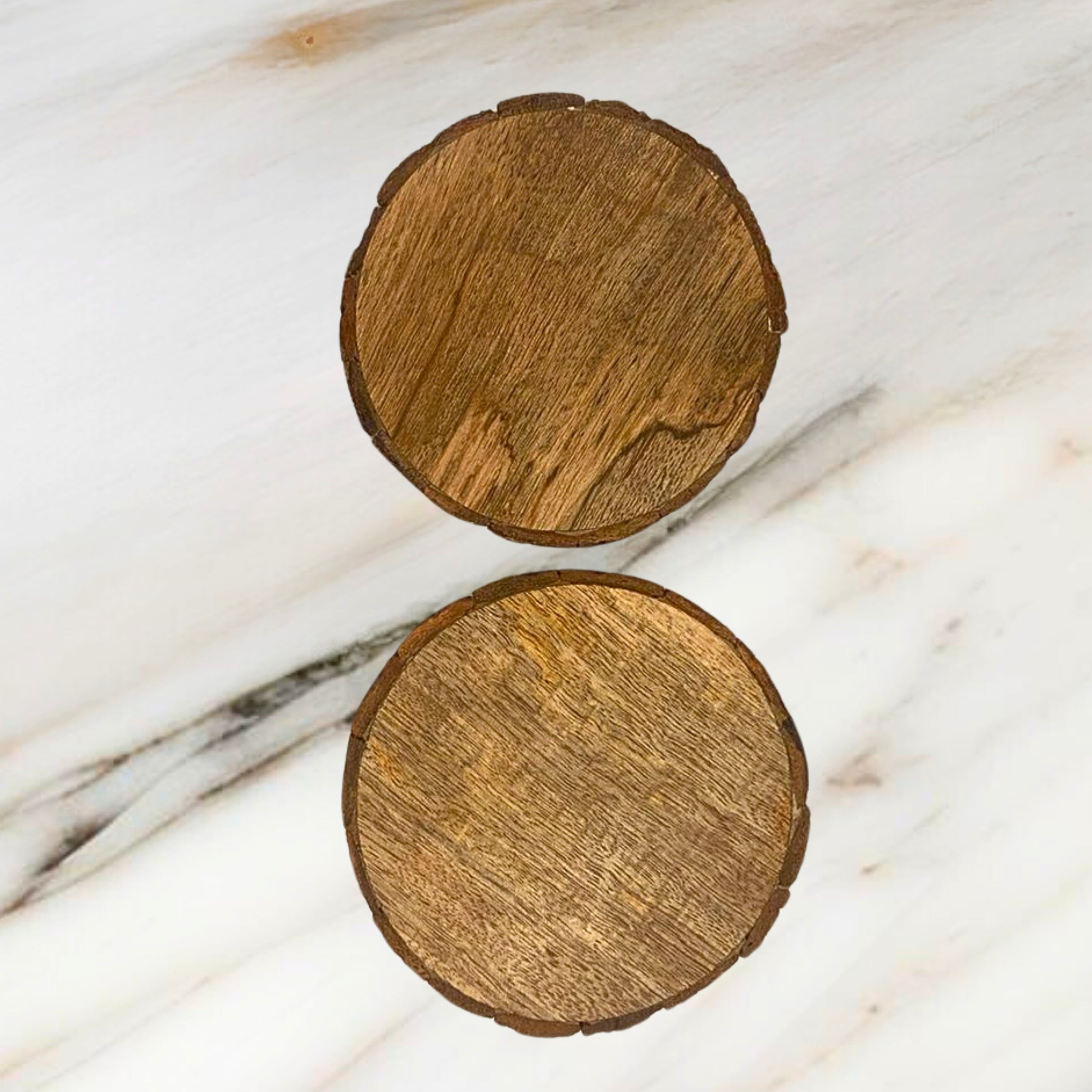 WOODEN BARK 4" COASTER SET