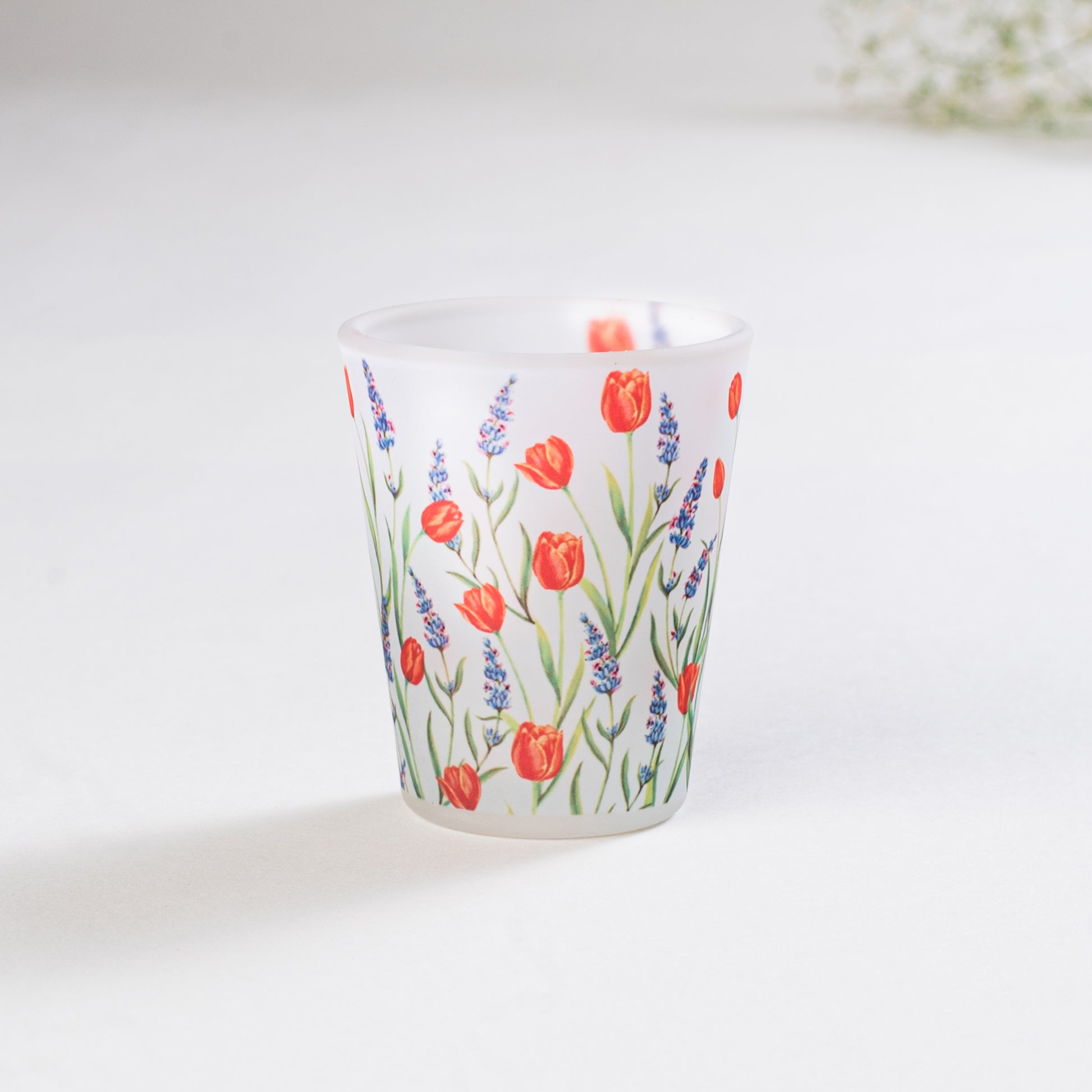 Tulip And Lavender Frosted Shot Glasses Set of 4