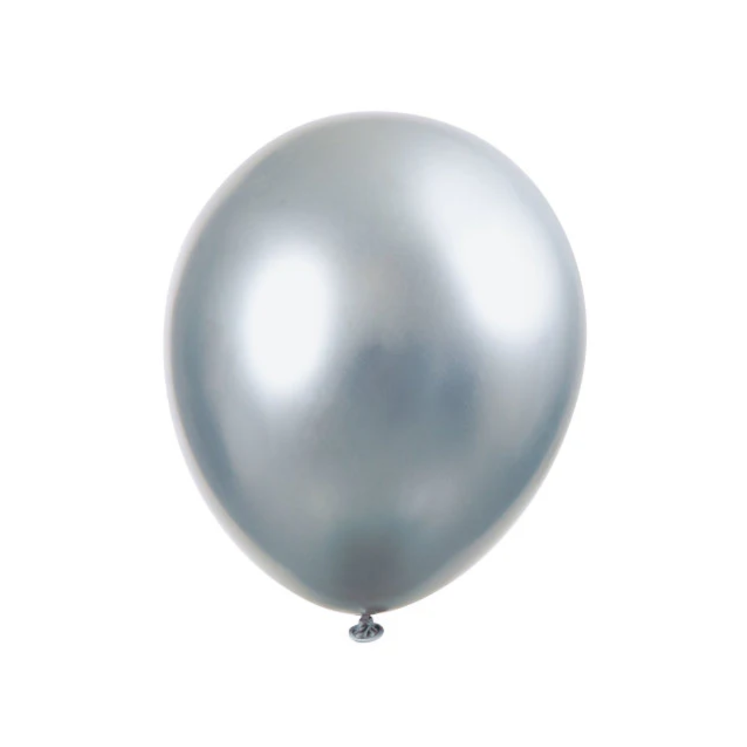11 INCH SILVER PLATINUM BALLOONS 6/PKT