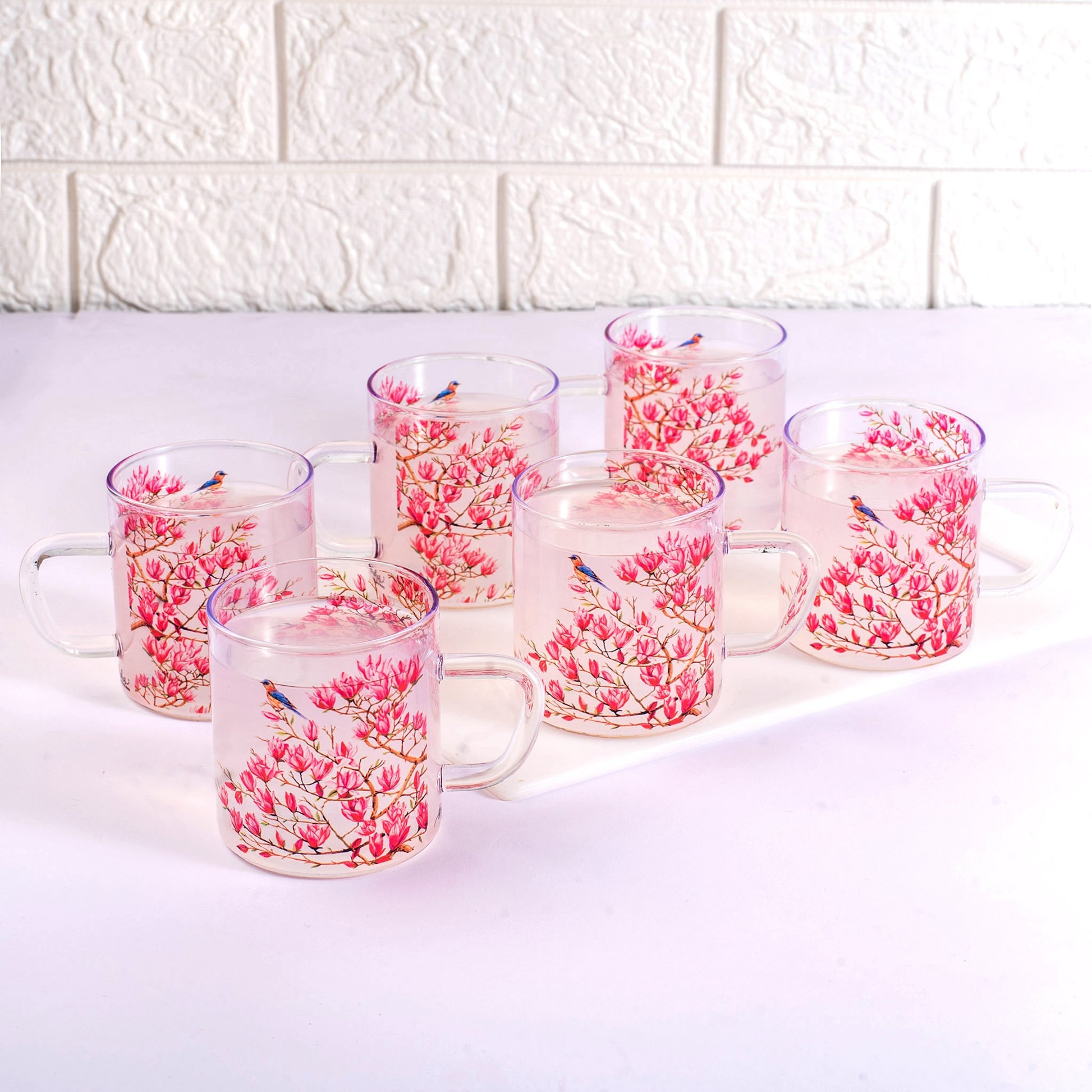 Pink Magnolias Cups Set of 4