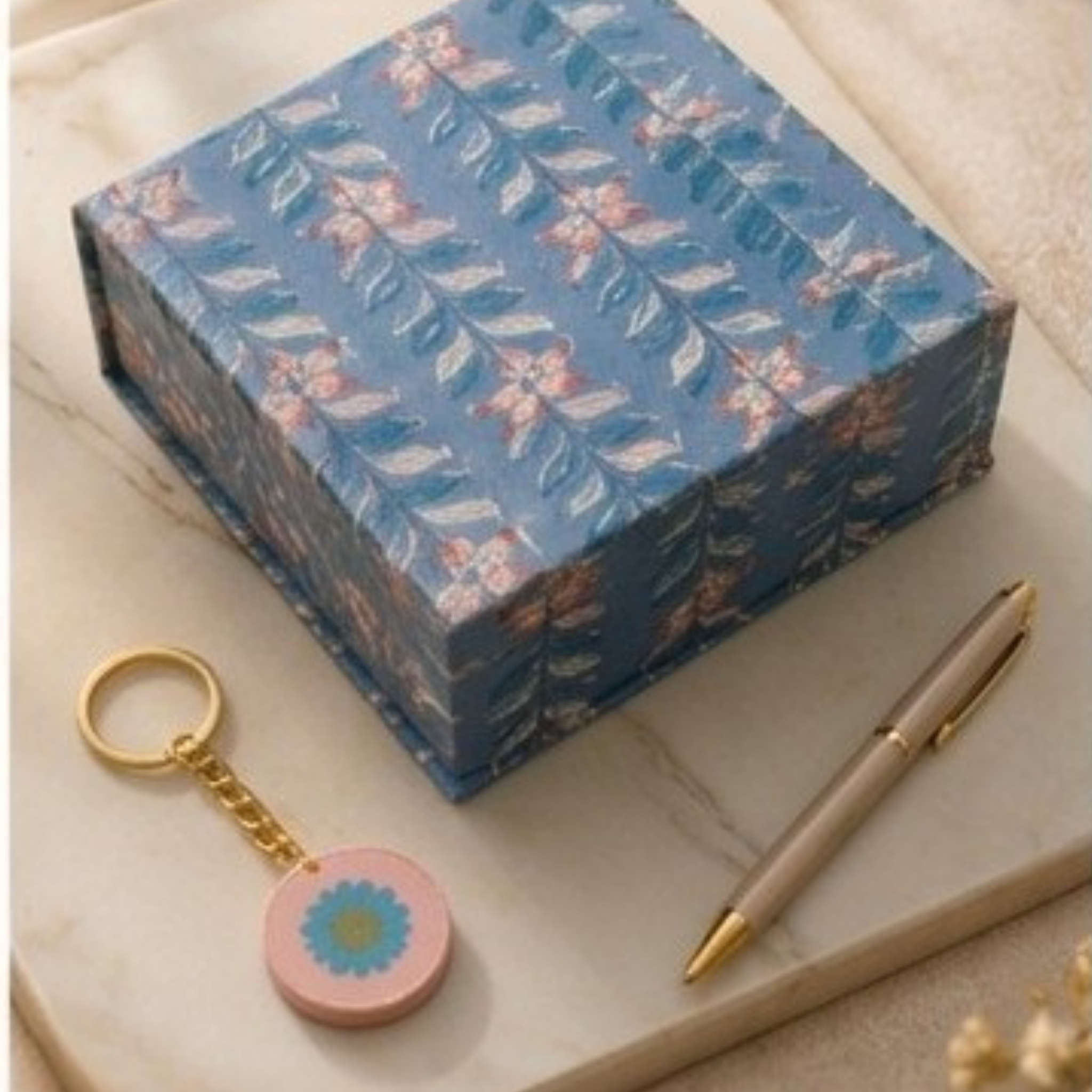 The Aesthetic Desk Essentials 5-Piece Workspace Gift Set – Serene Blue Vine