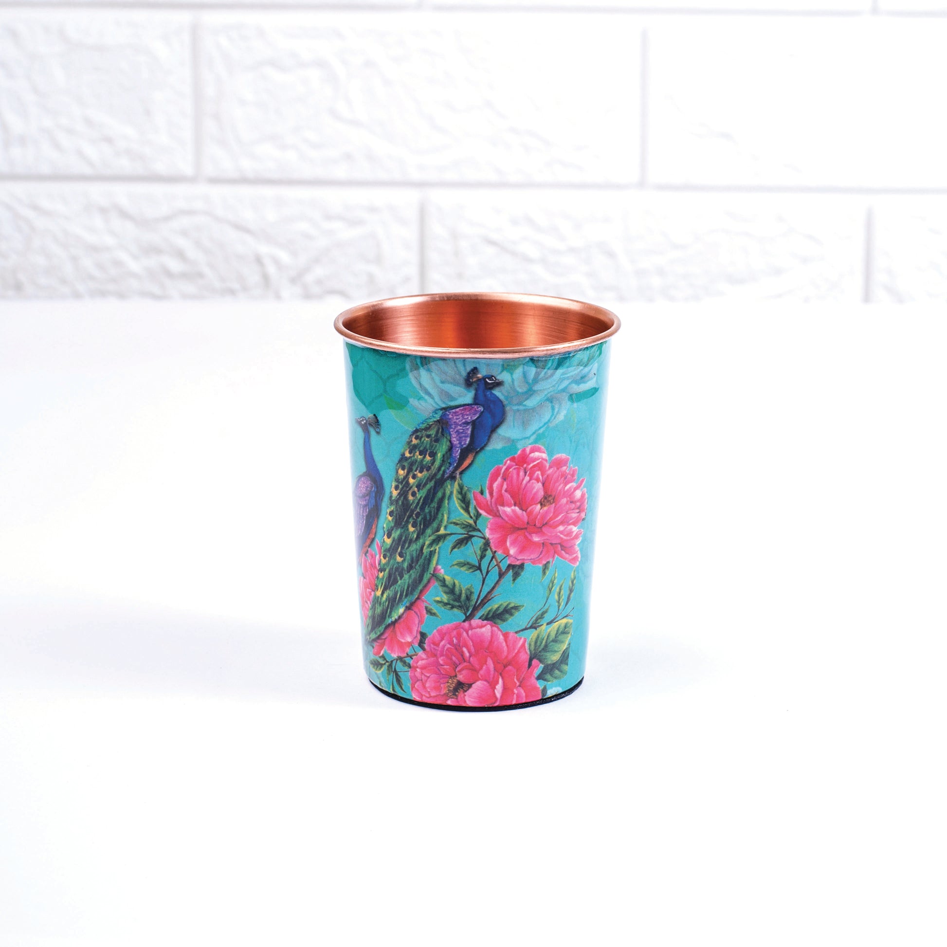 Royal Peacock Copper Tumbler Set of 2