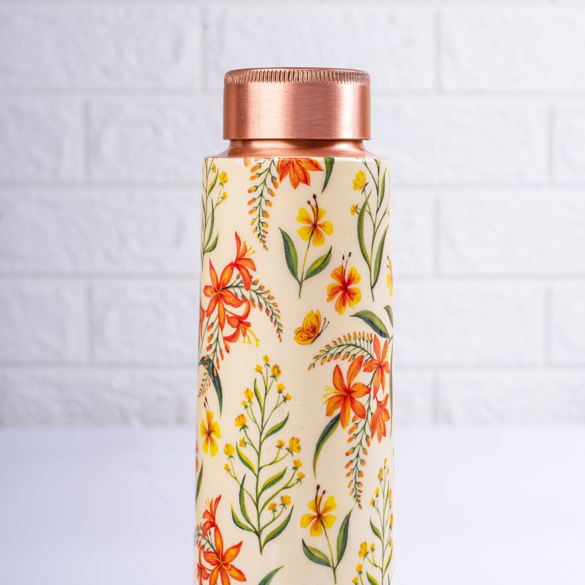 Summer Blossoms Copper Bottle